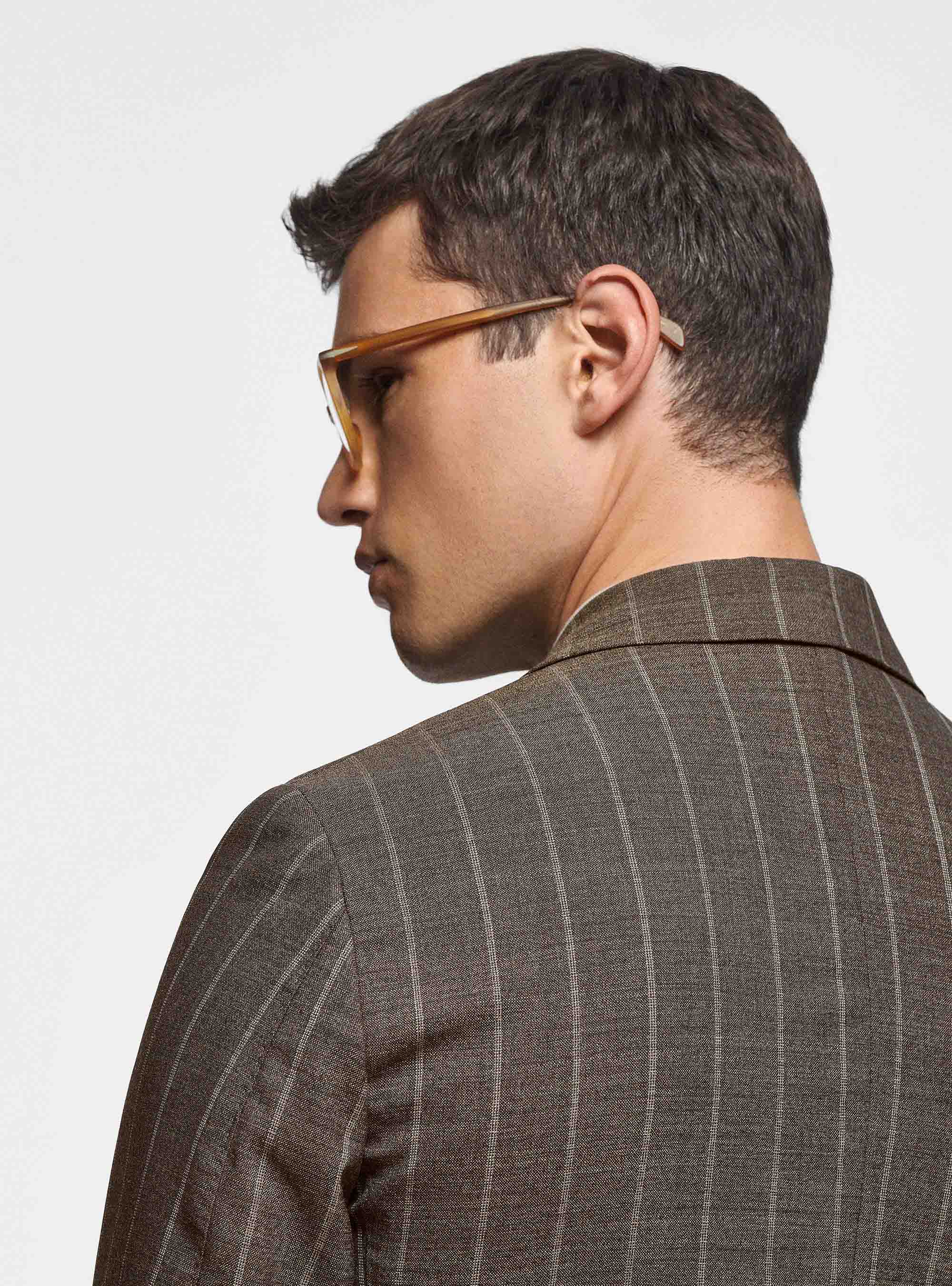 Veste à rayures en pure laine, BOUE