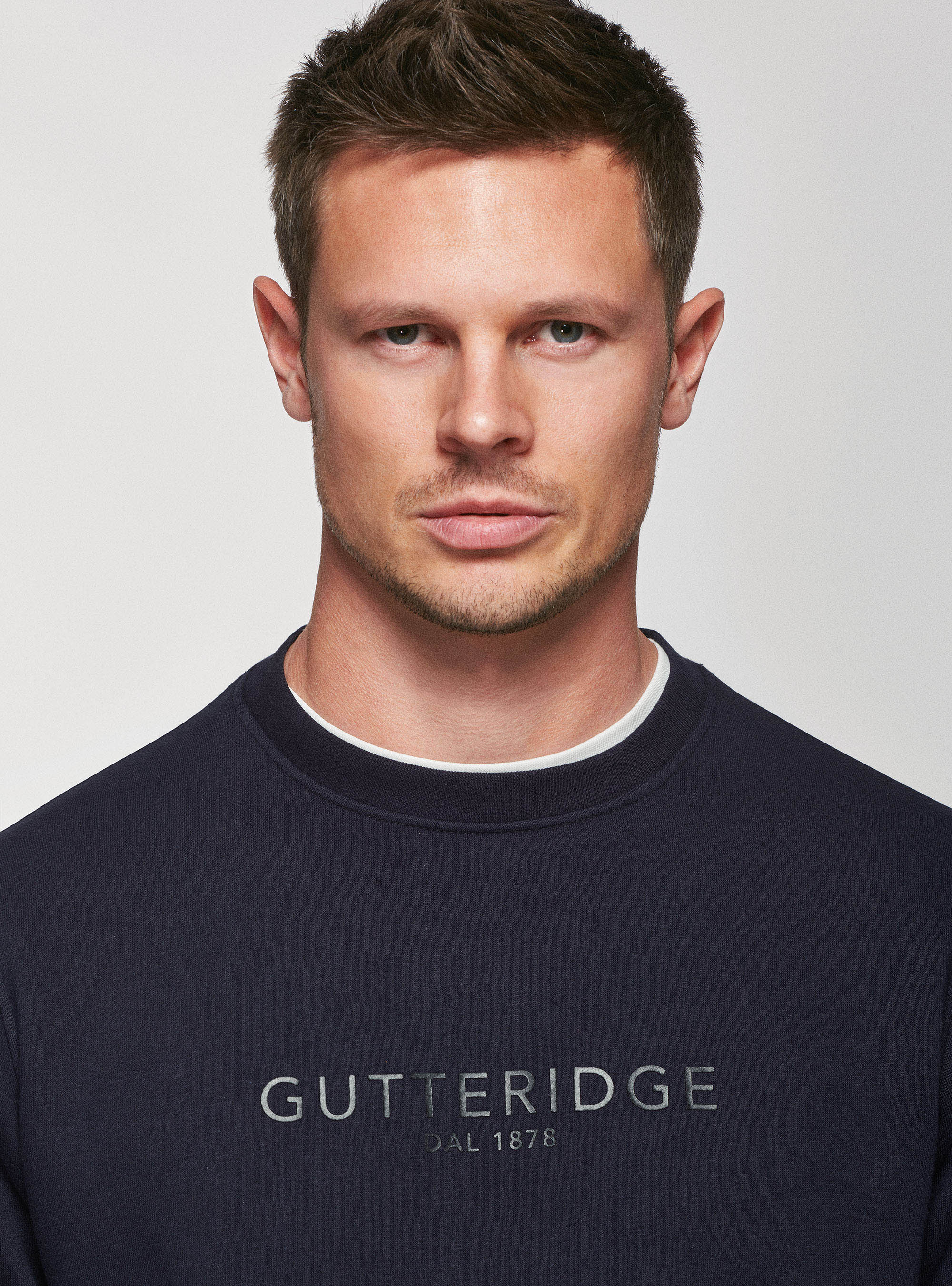 Branded round-neck sweatshirt, NAVY BLUE