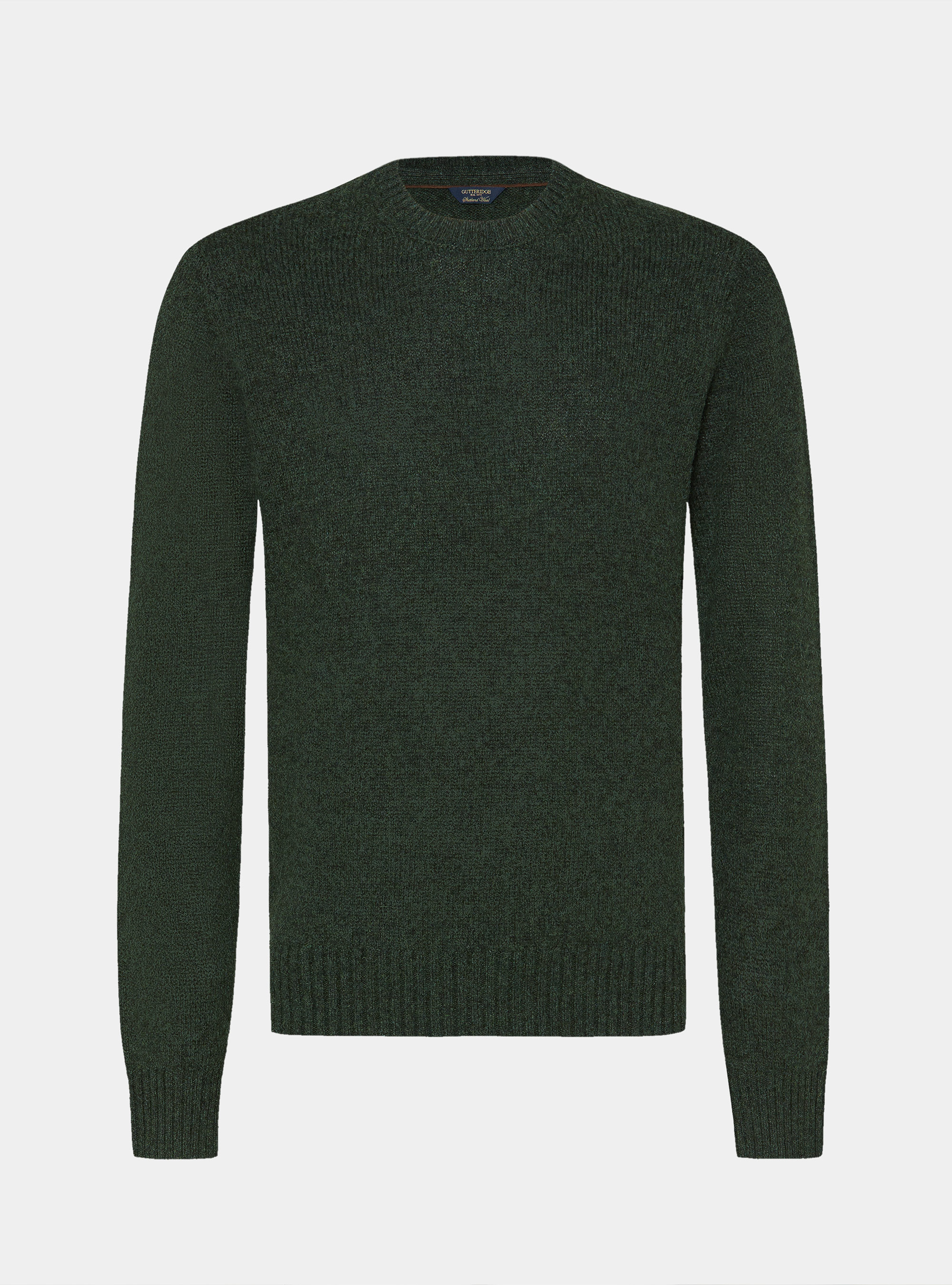 Shetland wool crew-neck sweater, GREEN