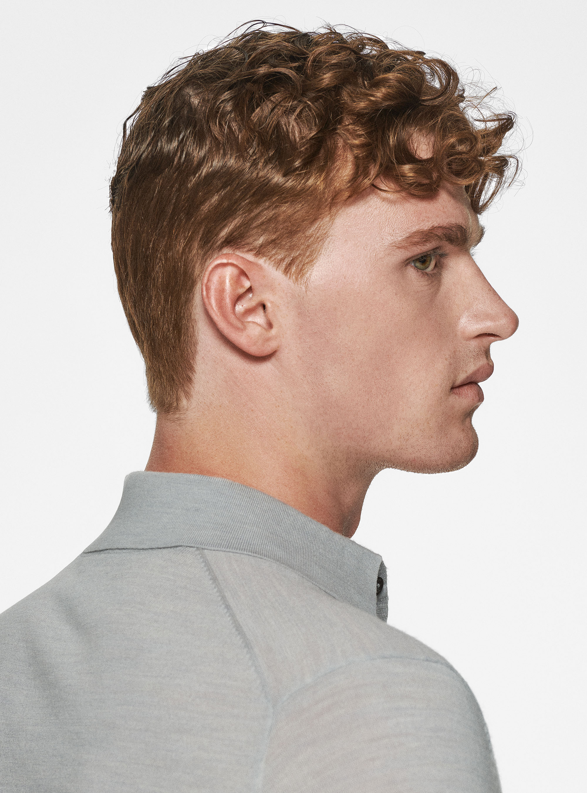 Polo shirt in pure extra-fine merino wool, LIGHT GREY MELANGE