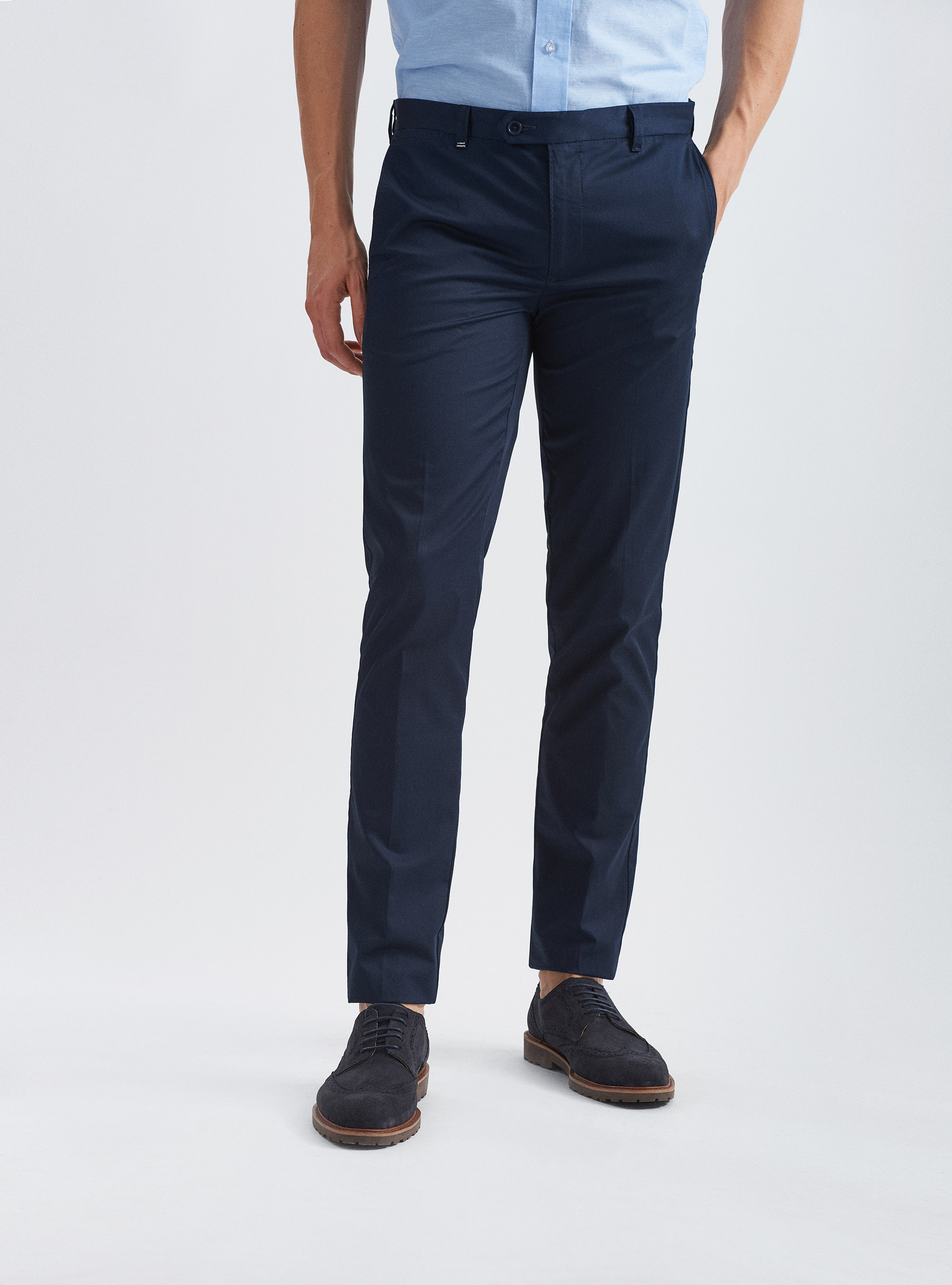 Pantaloni chino in twill di cotone leggero, BLU NAVY