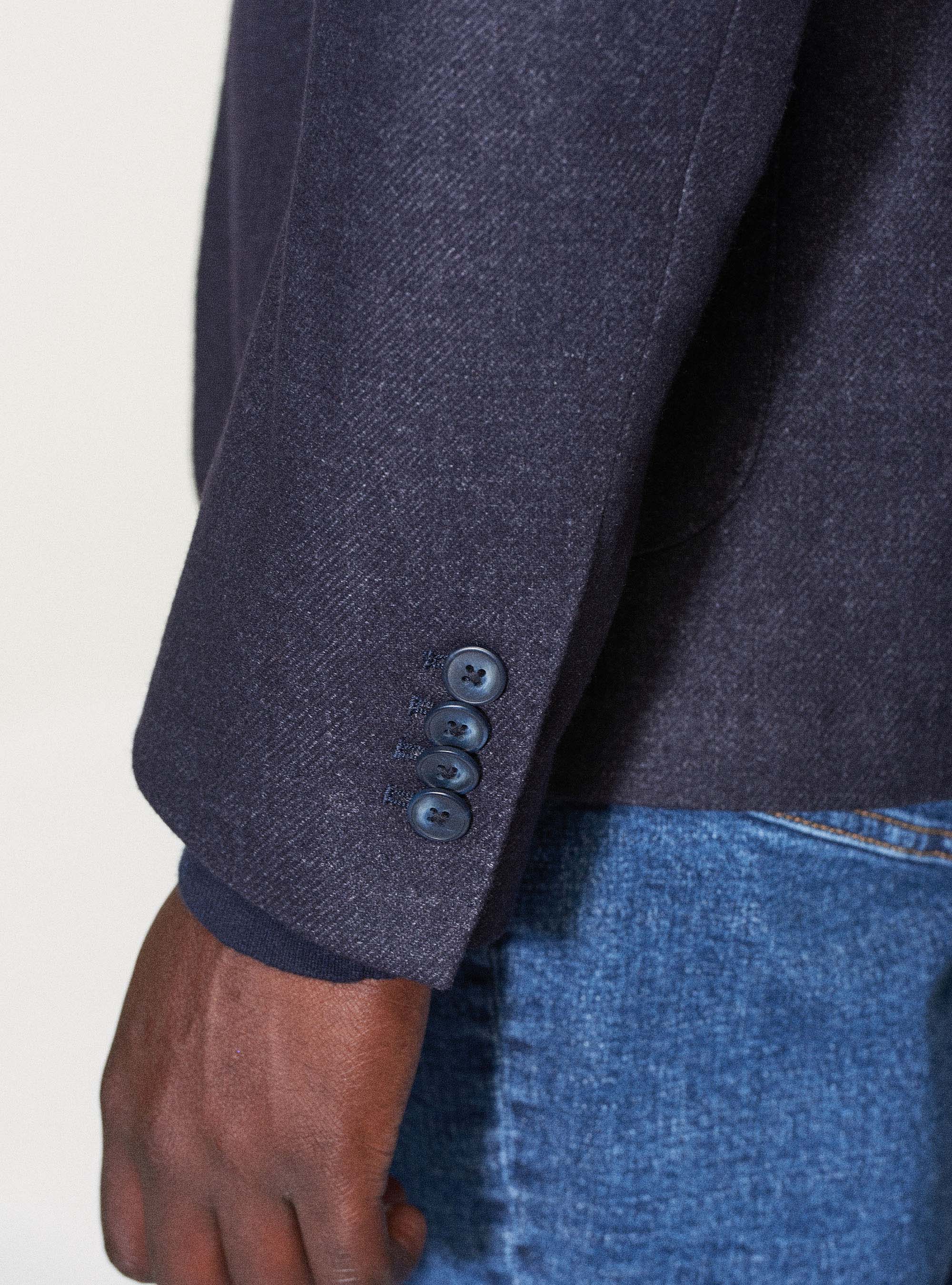 Giacca in flanella di misto lana, BLU NAVY