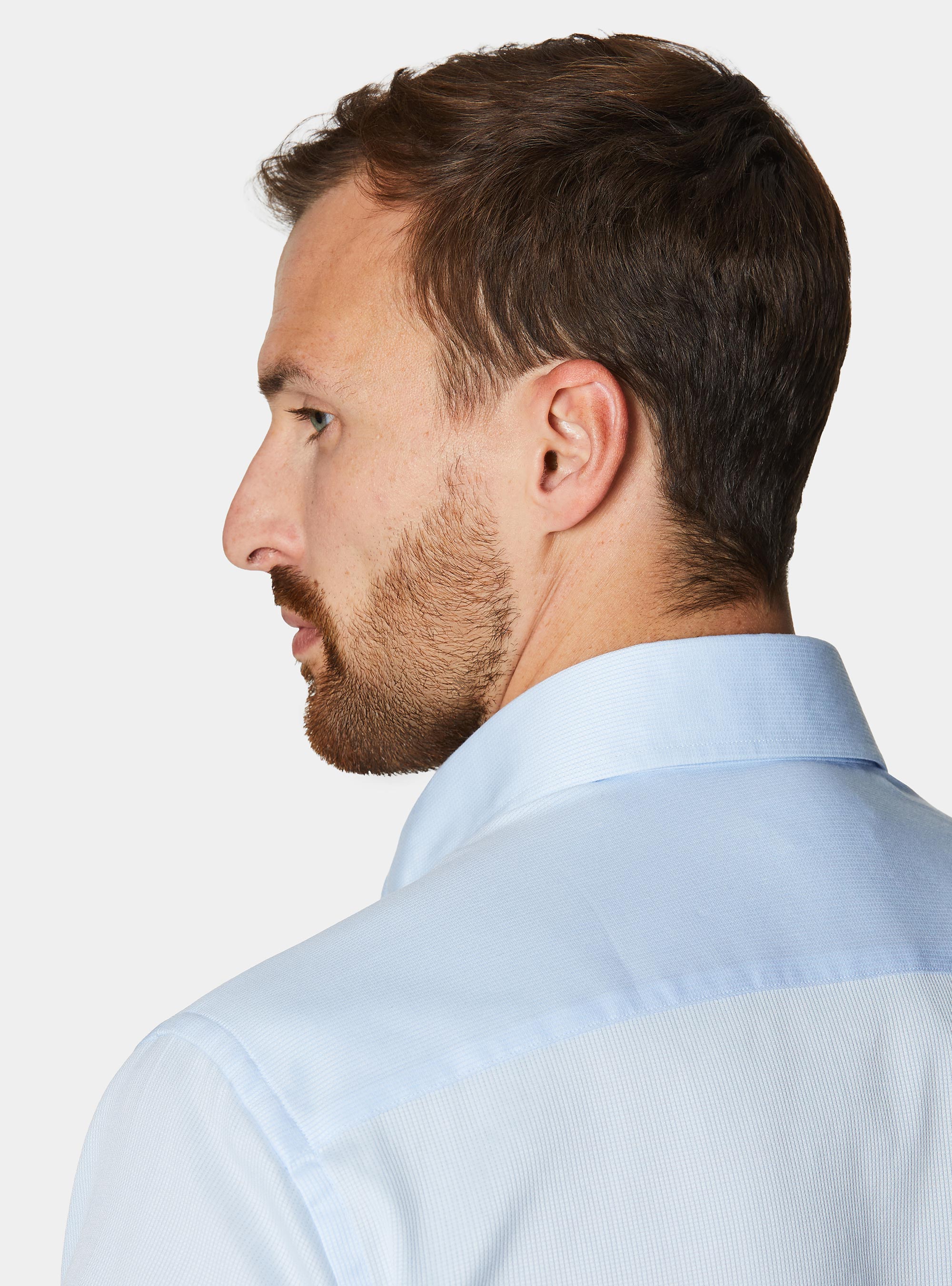 Camicia in cotone operato, AZZURRO