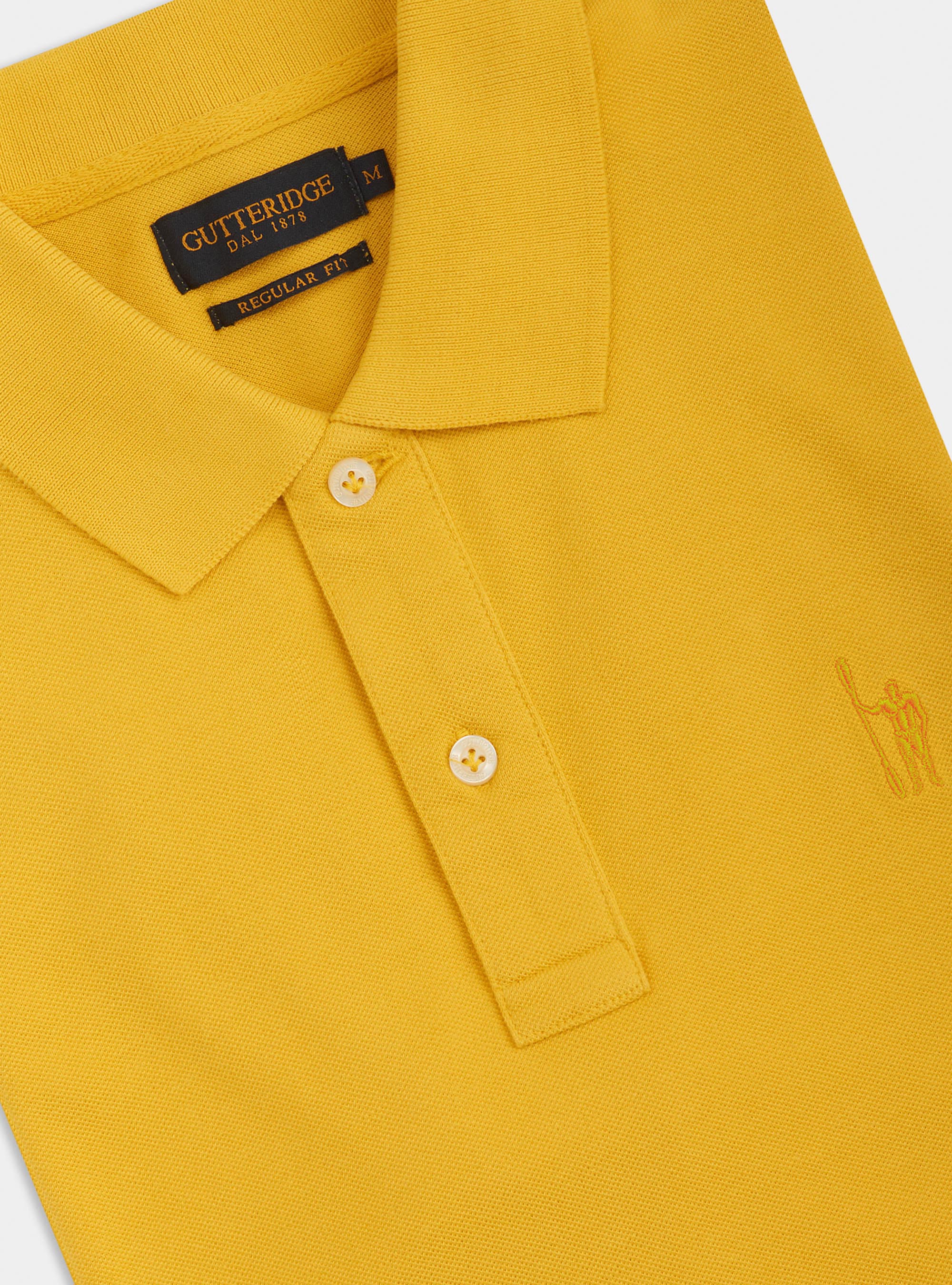 Polo classica con ricamo, GIALLO