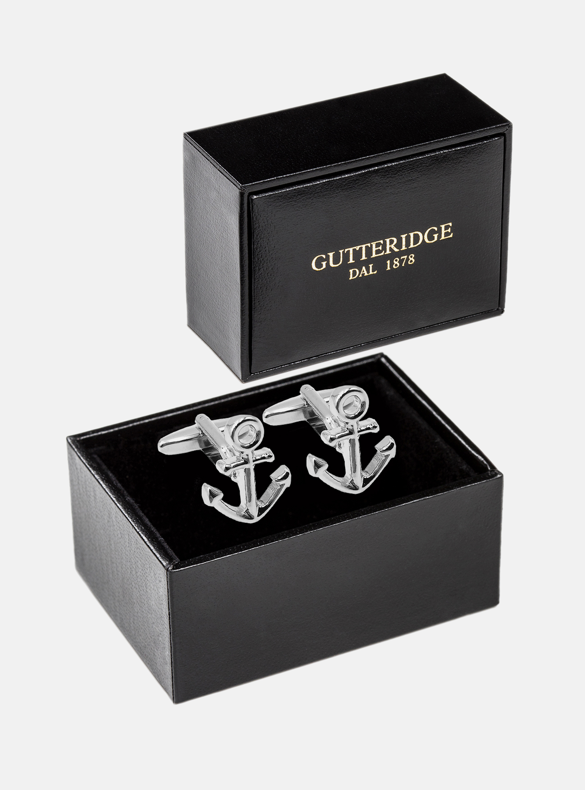 Cufflinks with anchor shape., ACCIAIO LUCIDO