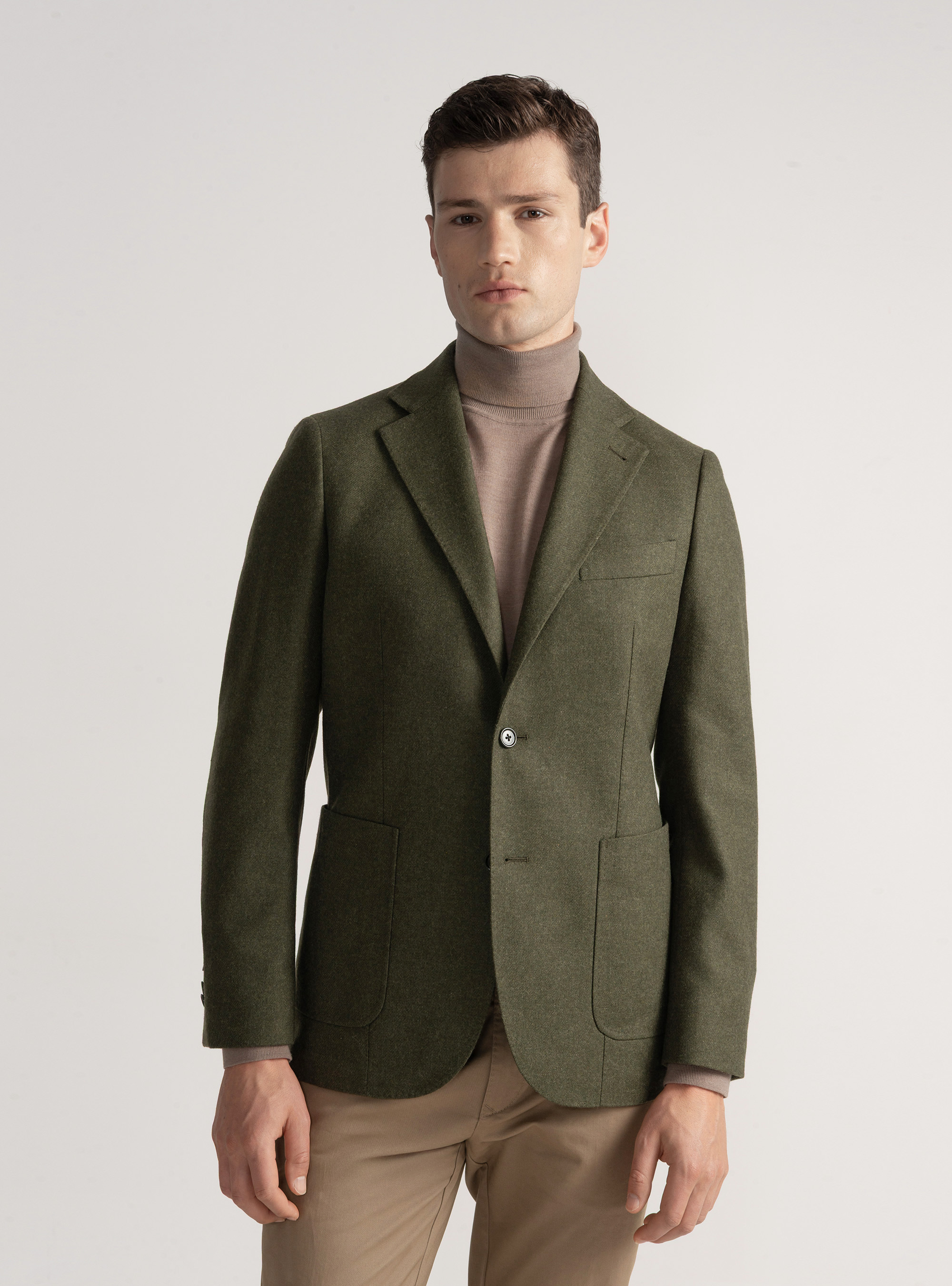 Americana de franela en mezcla de lana, VERDE