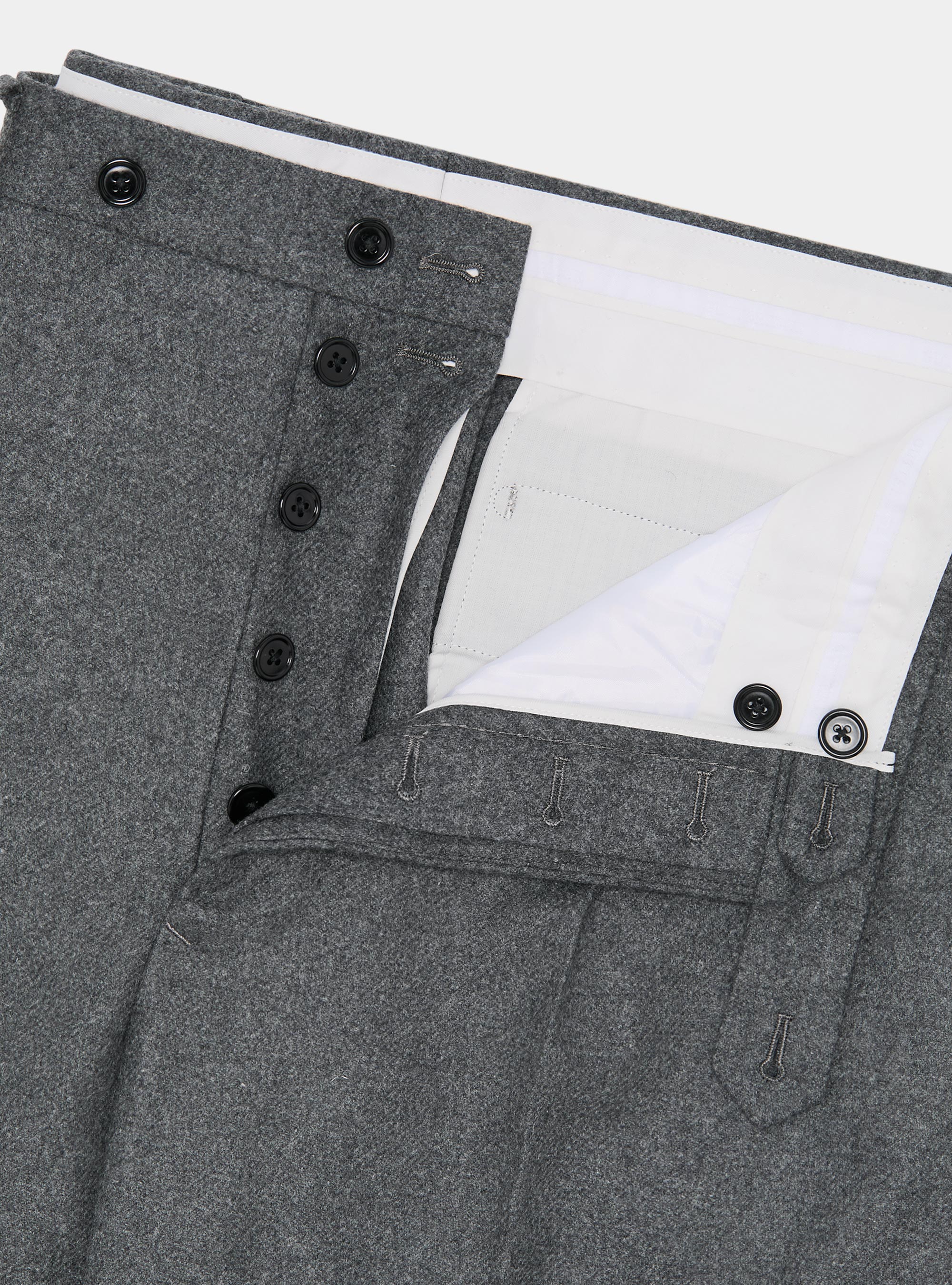 Pantaloni con pince in flanella, ASFALTO