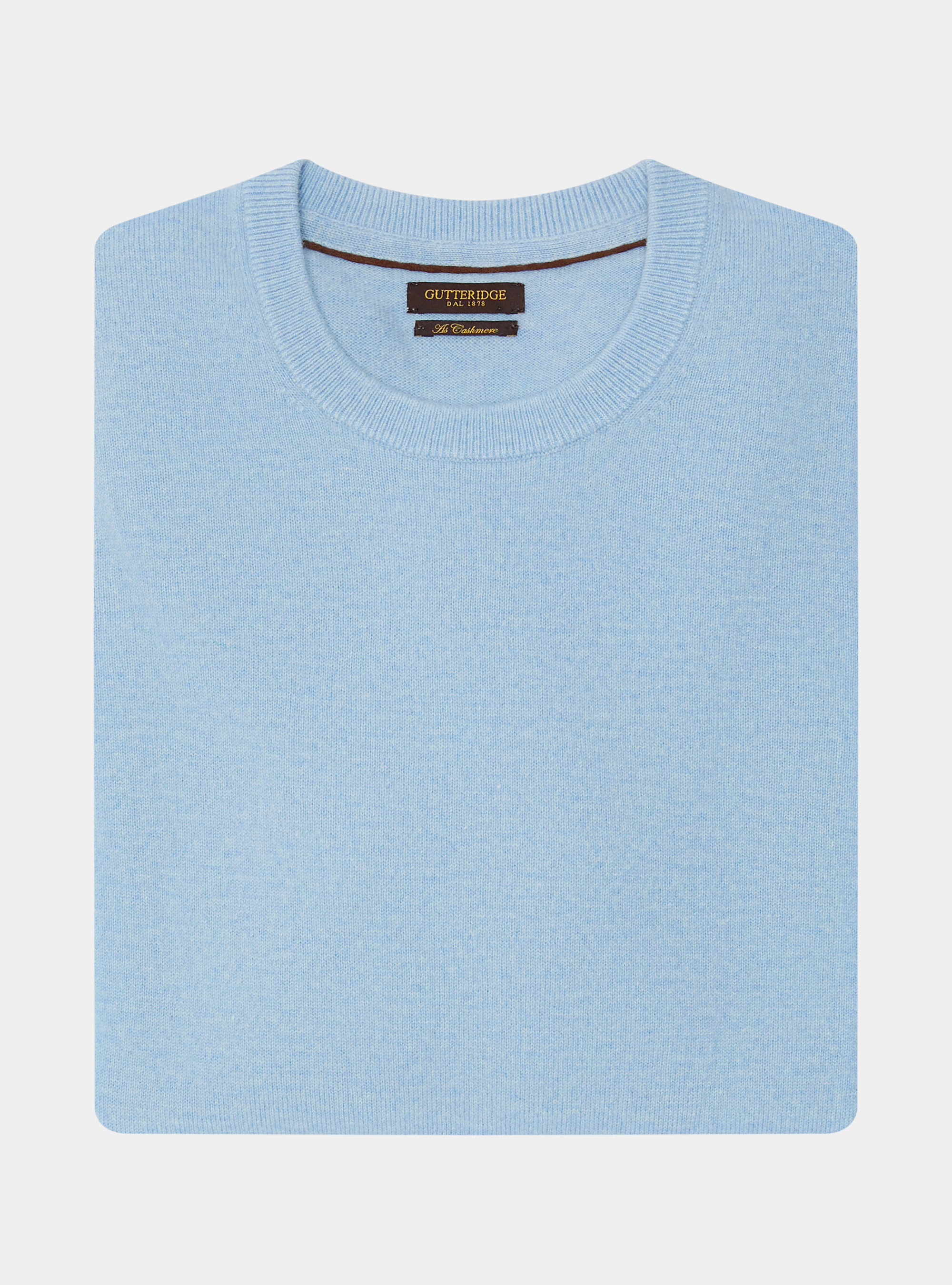 Maglia girocollo in lambswool e cashmere, AZZURRO POLVERE 0283C
