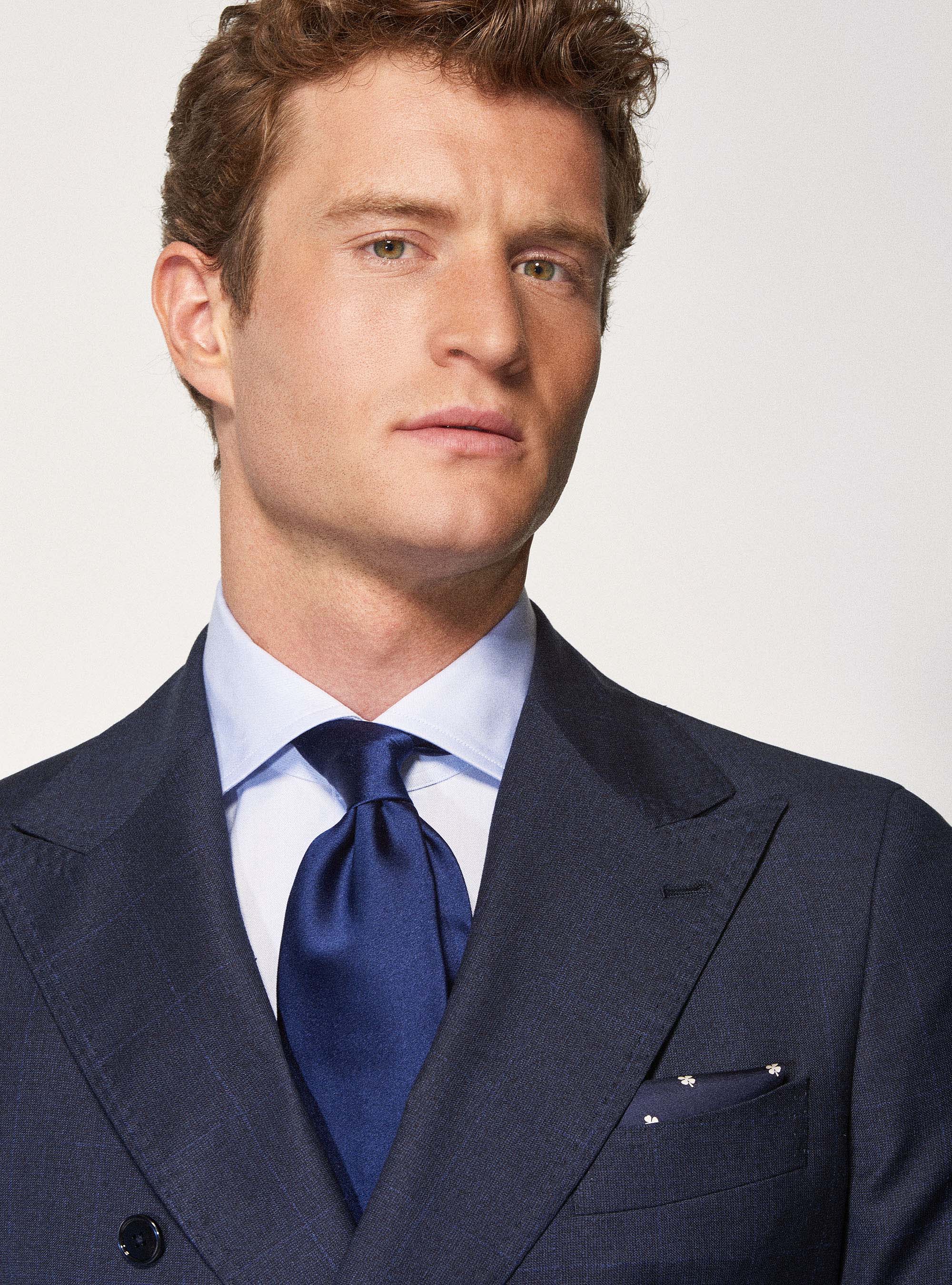 Giacca doppiopetto per abito in lana finestrata Vitale Barberis Canonico, BLU NAVY