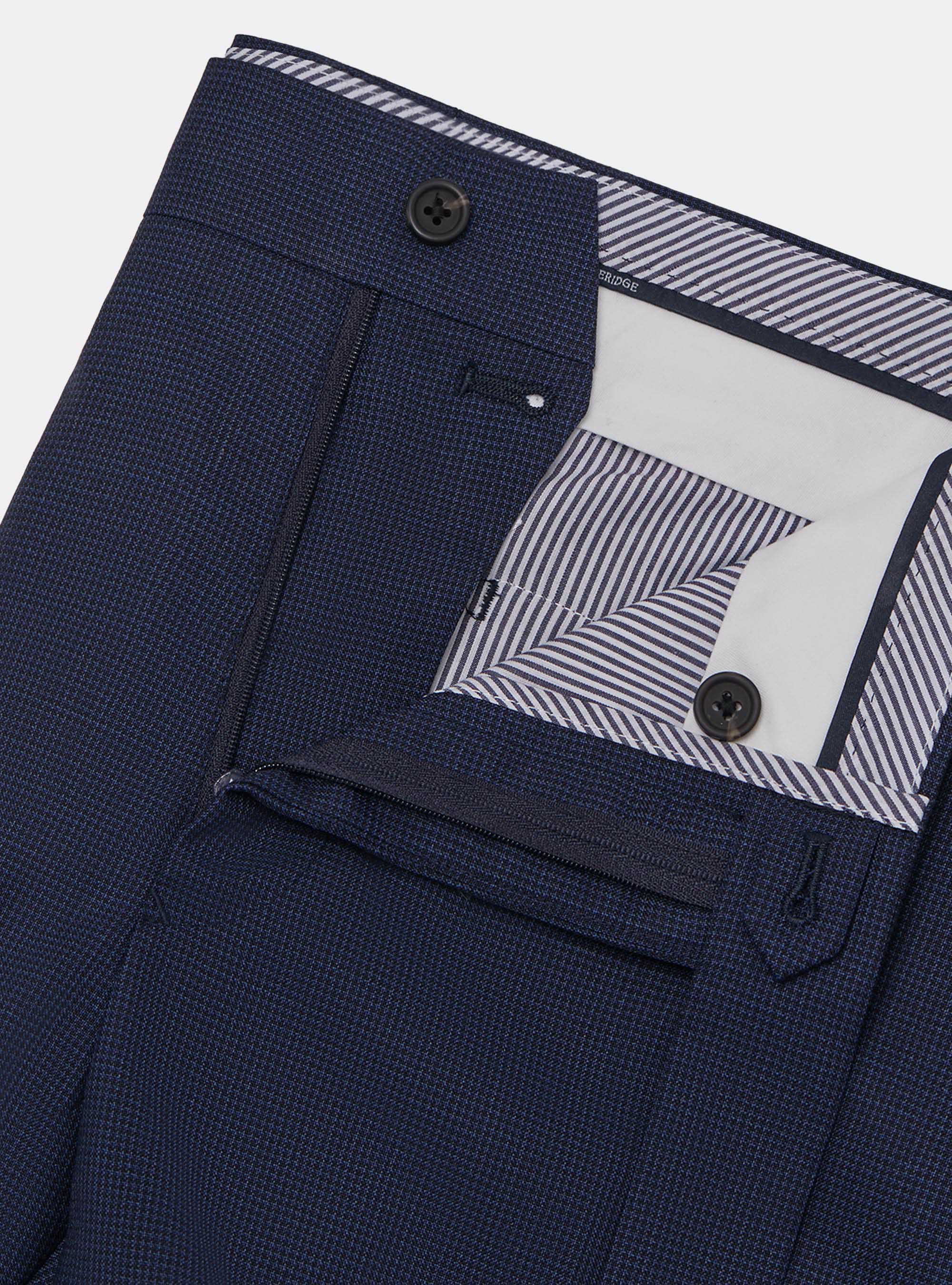 Pantaloni in pura lana pied de poule, BLU NAVY