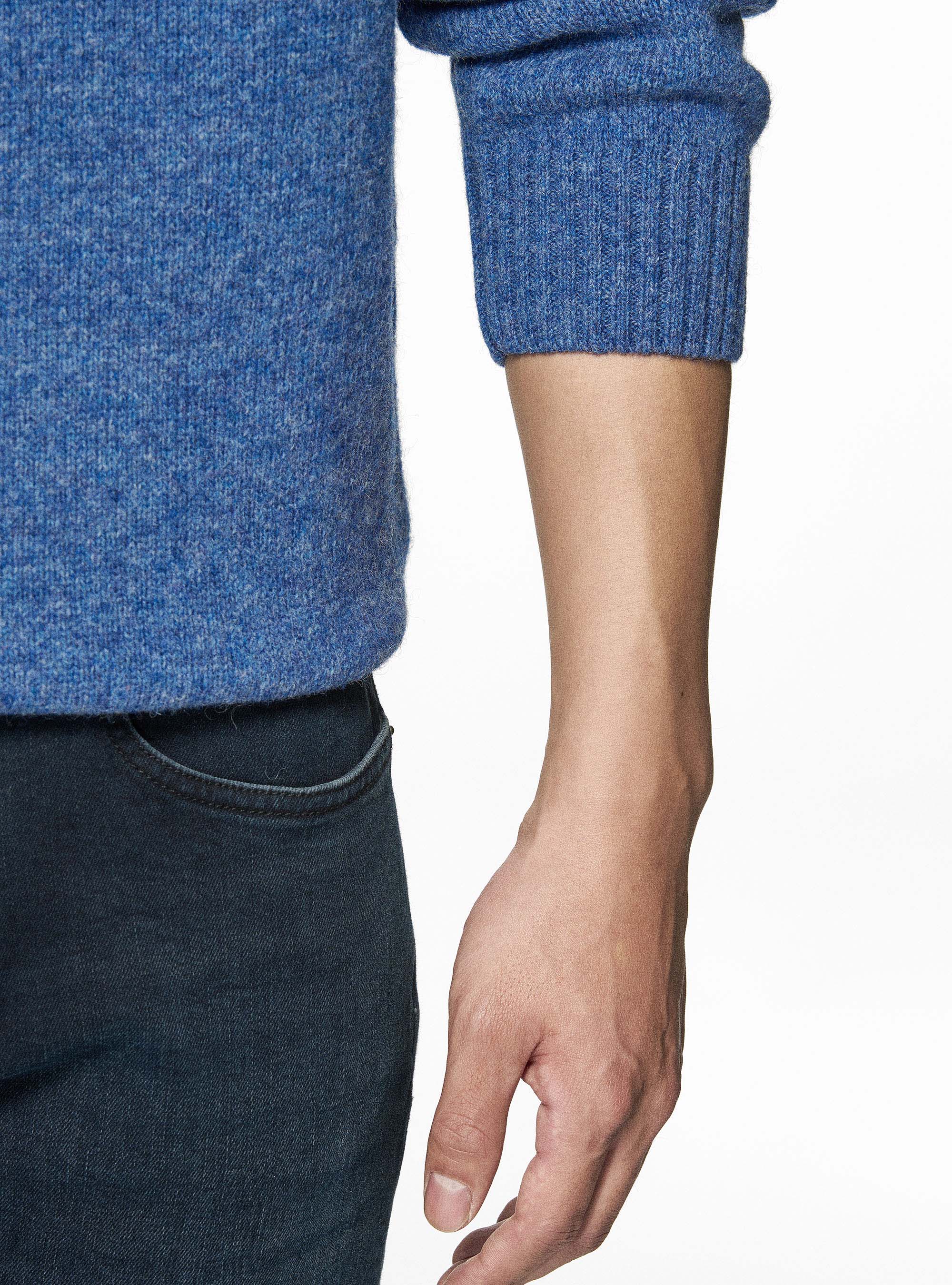 Shetland wool crew-neck sweater, 0243C DENIM