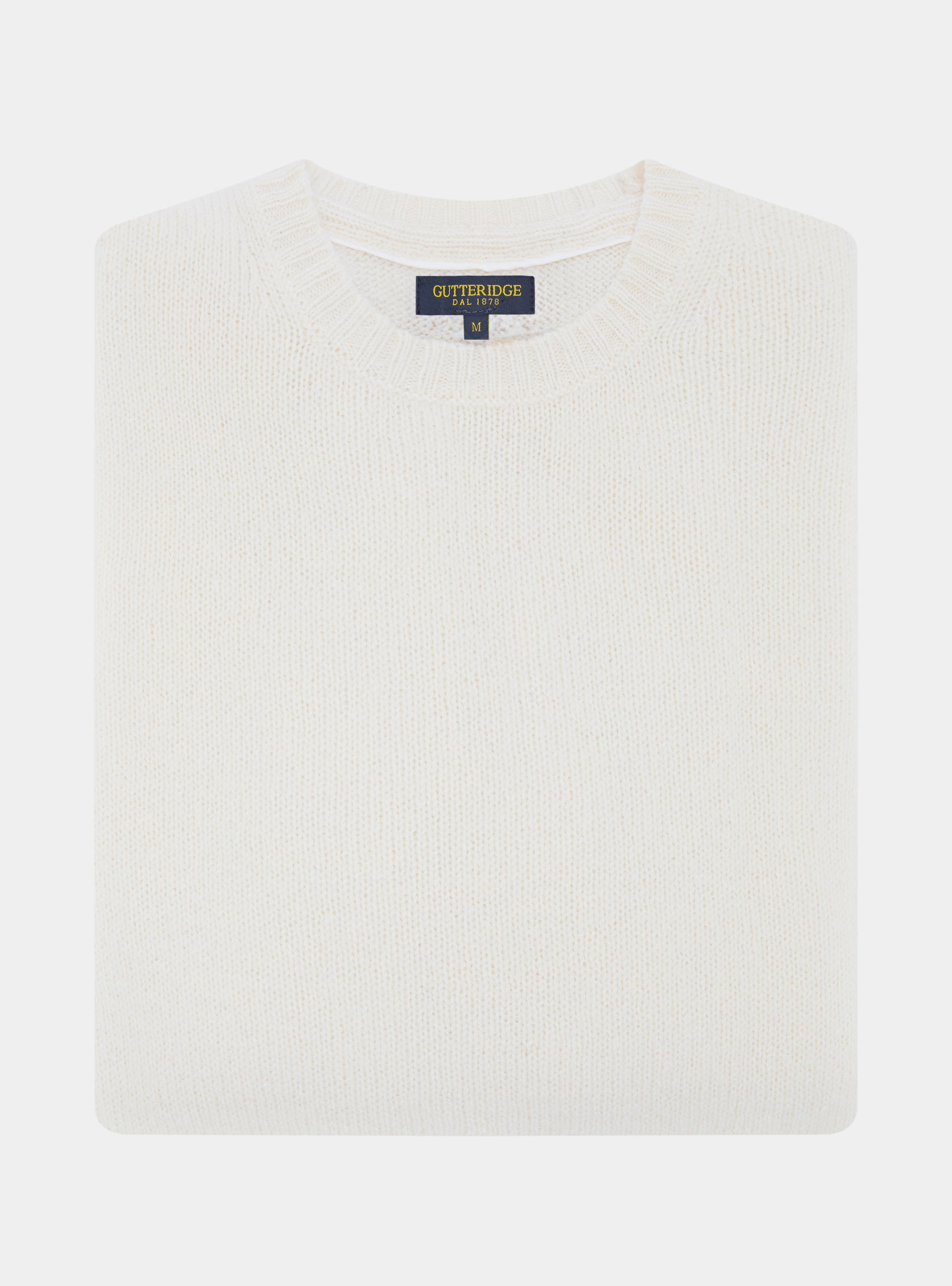 Maglia girocollo in lana shetland, BIANCO