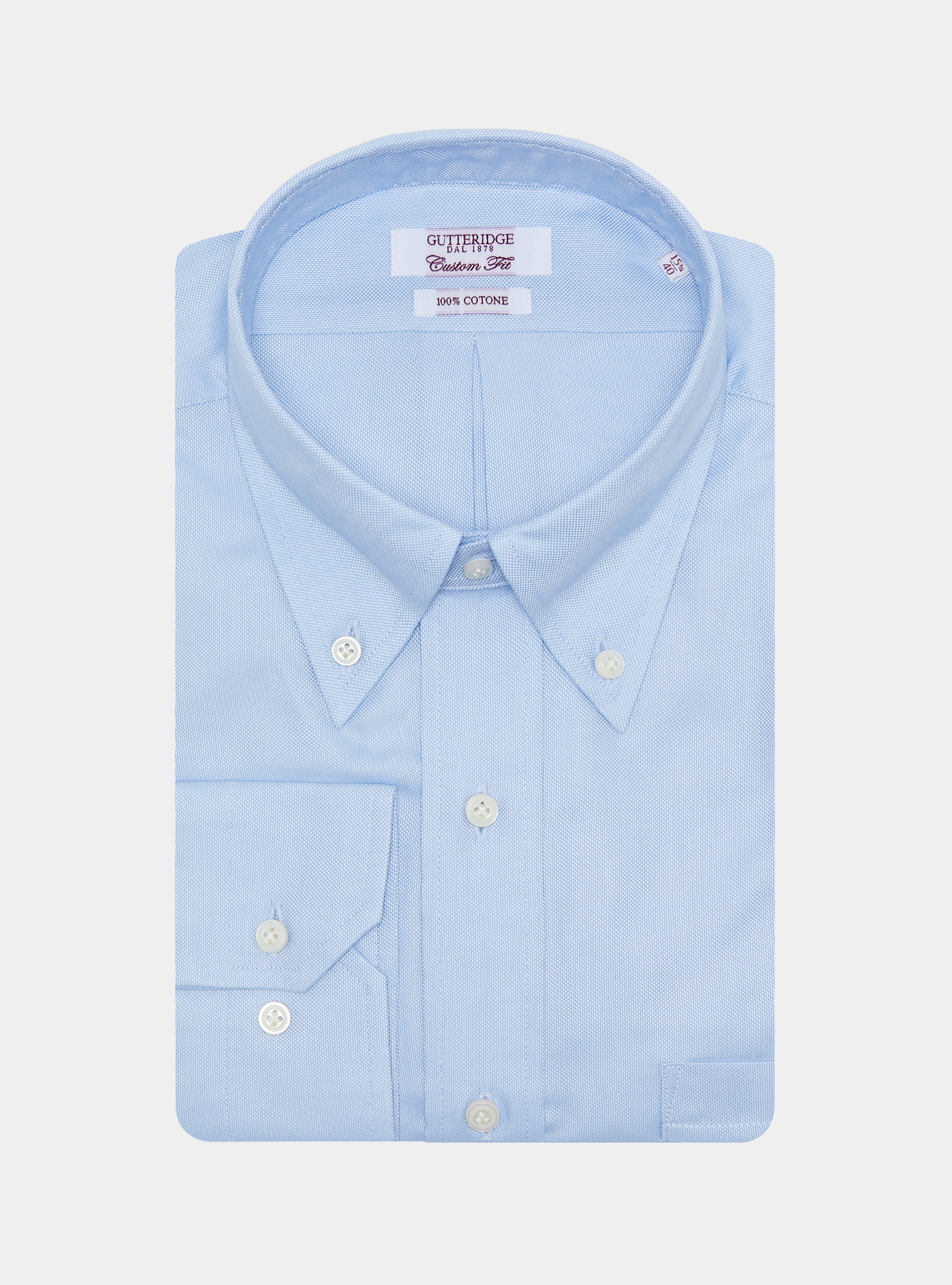 Camicia confortevole in oxford di cotone, AZZURRO