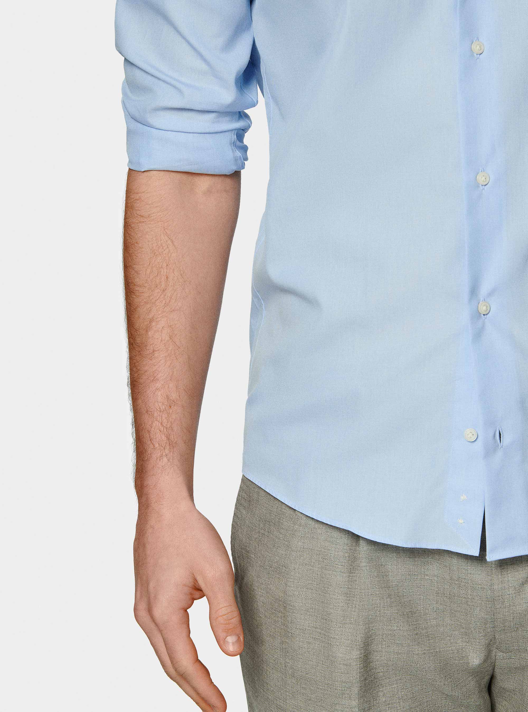 Camicia in fil a fil di cotone, AZZURRO