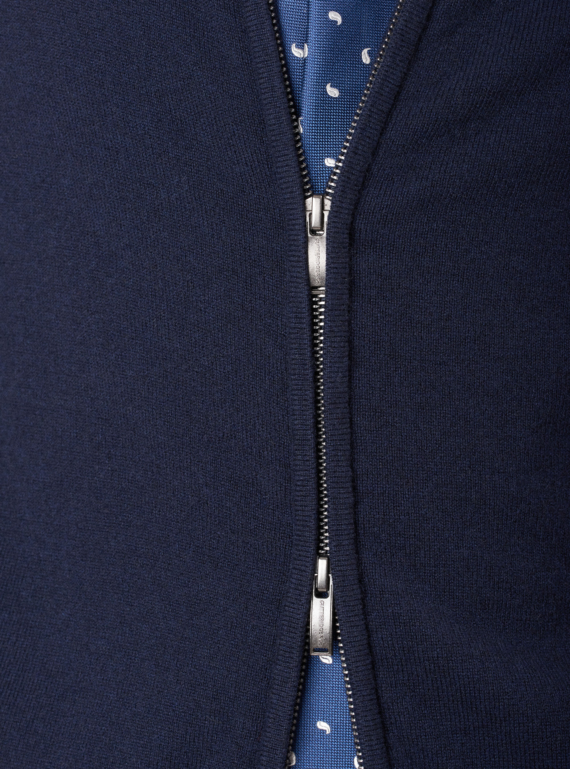 Cardigan full zip in lana cashmere, BLU NAVY