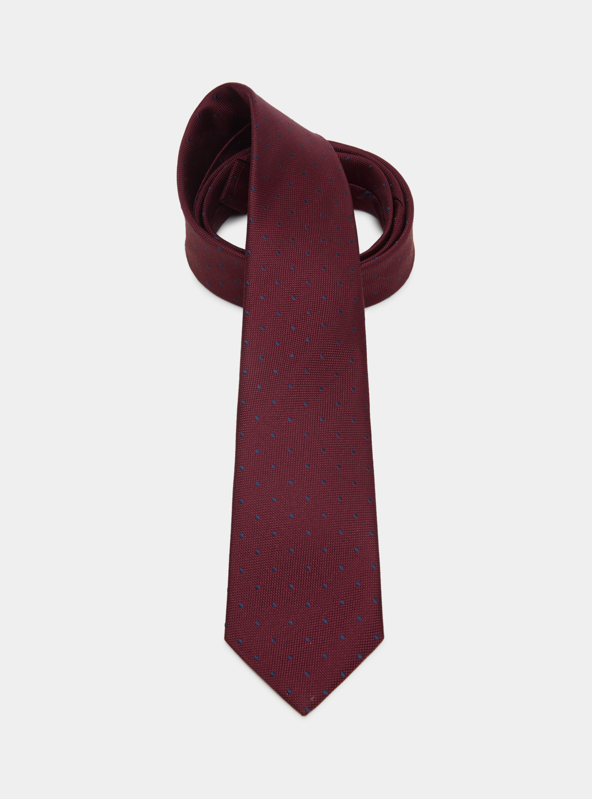 Polka Dot Silk Tie, BORDEAUX/NAVY BN02