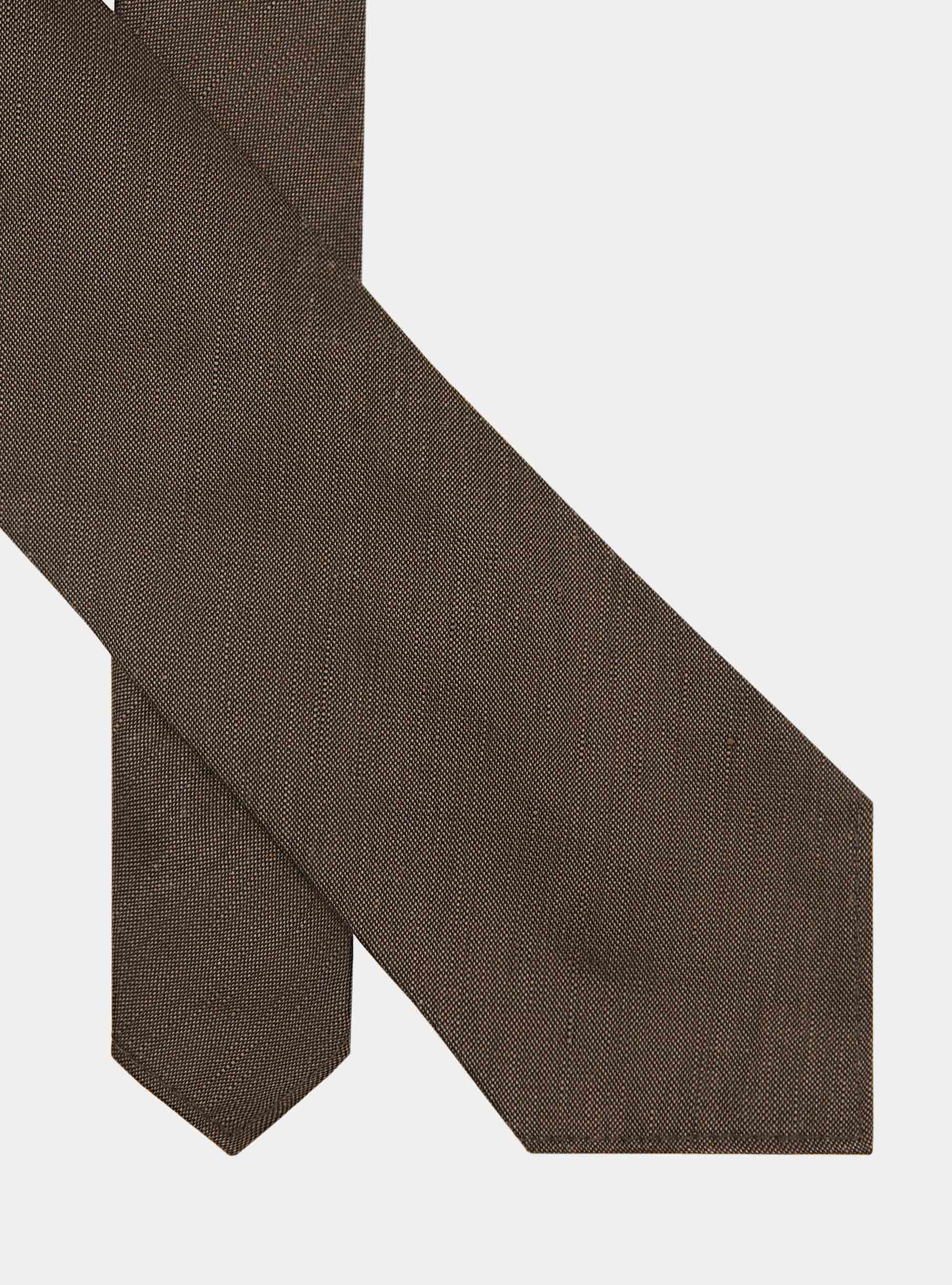 Cravate en soie et lin, MARRON