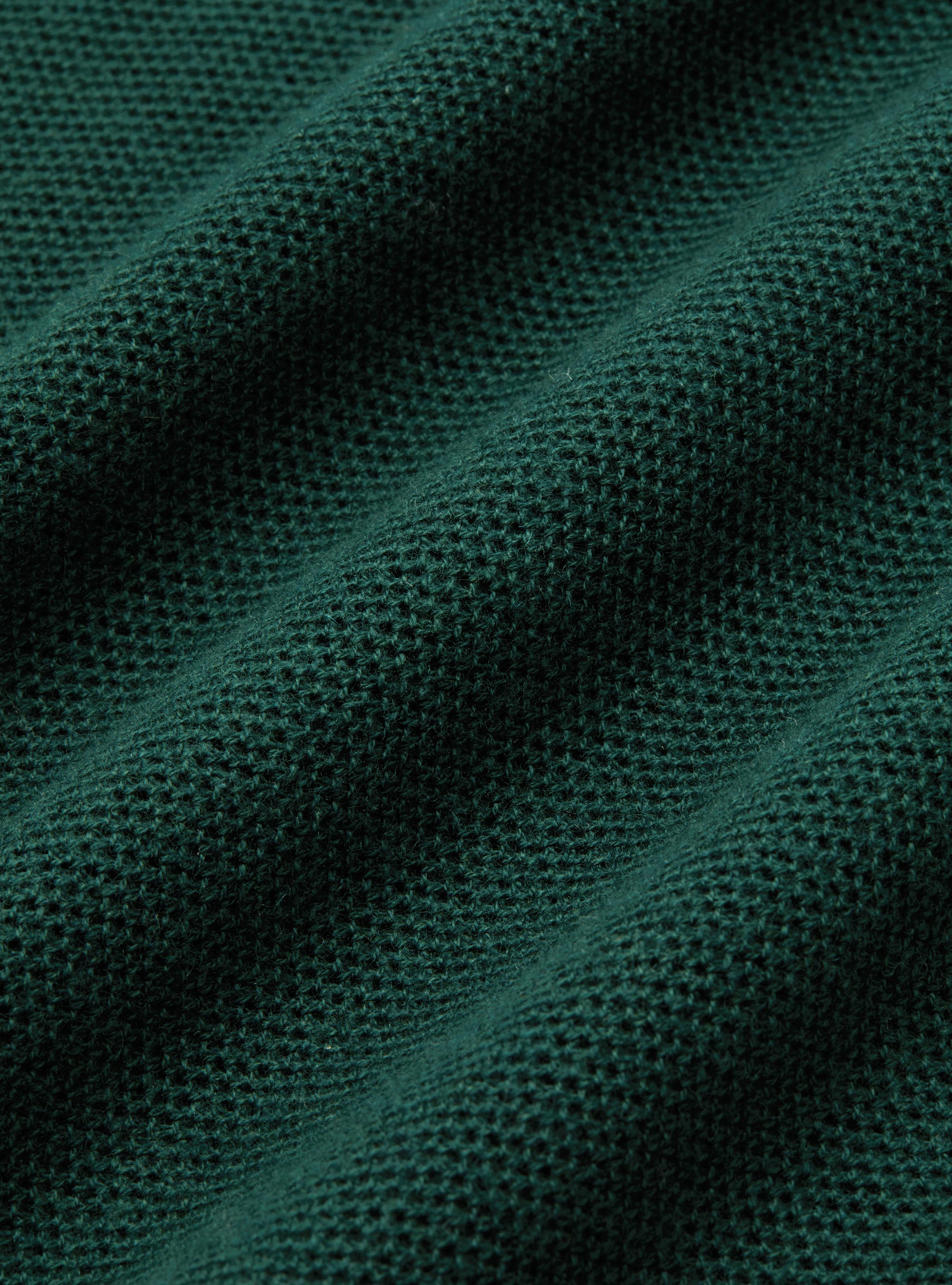 Maglia girocollo nido d'ape in cotone cashmere, VERDE