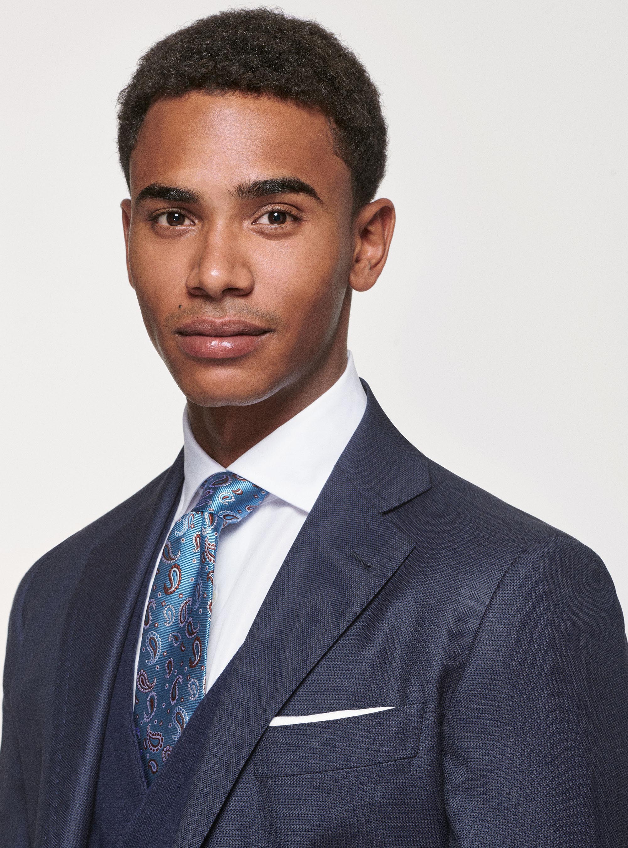 Giacca occhio di pernice in pura lana, BLU NAVY