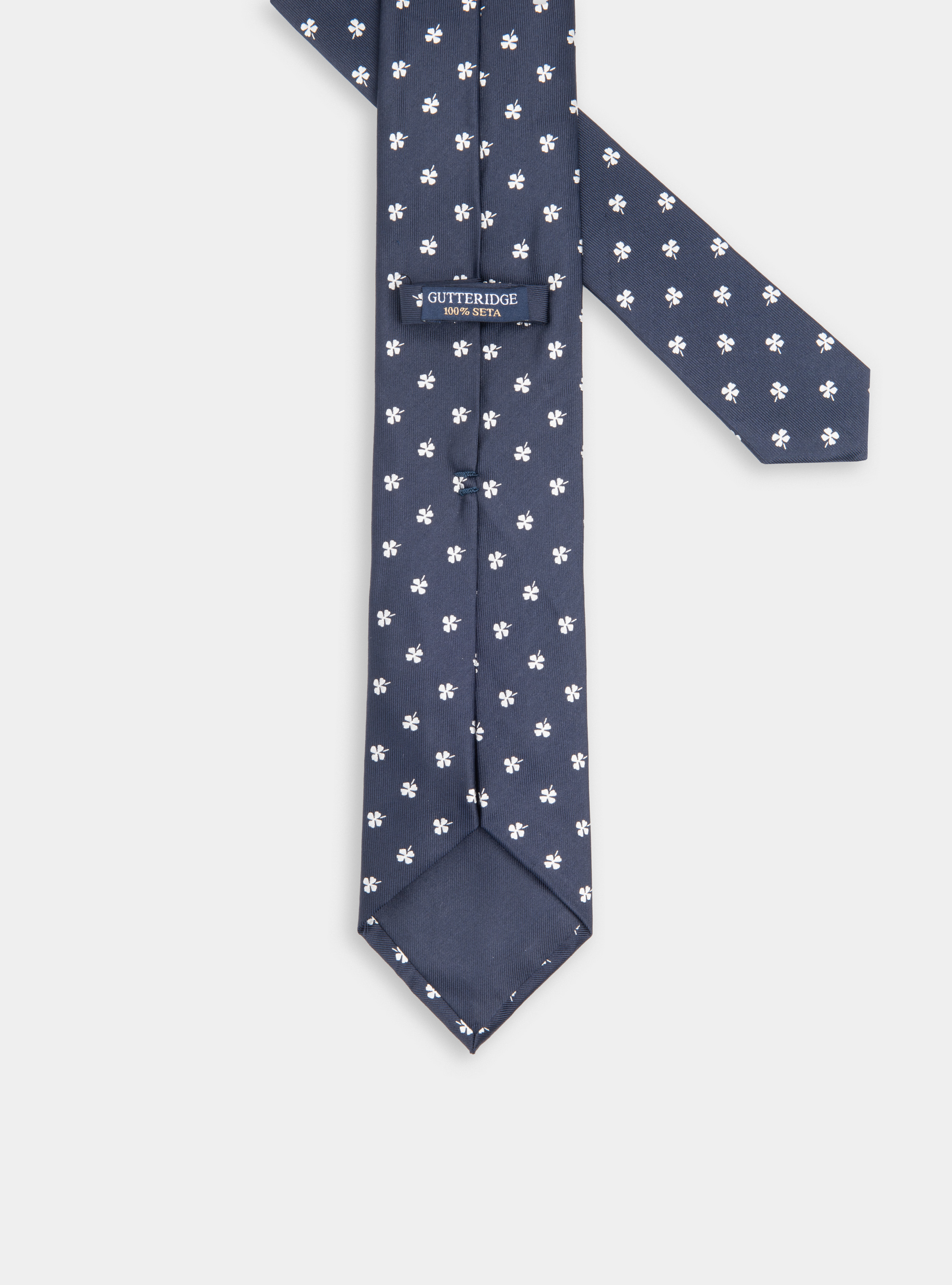 Cravatta fantasia in seta jaquard, BLU NAVY