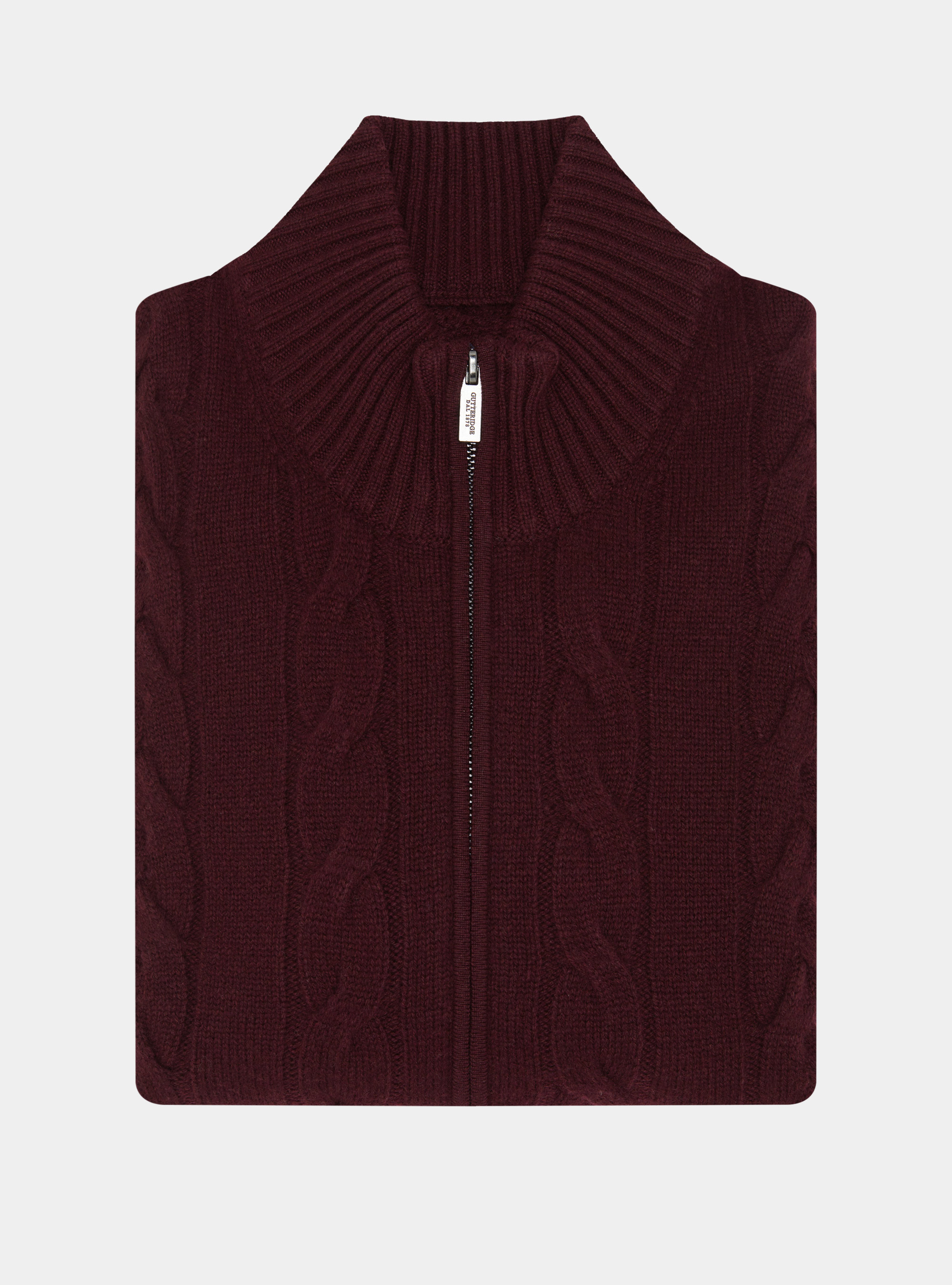Cardigan in maglia a treccia in lana e cashmere, BORDEAUX