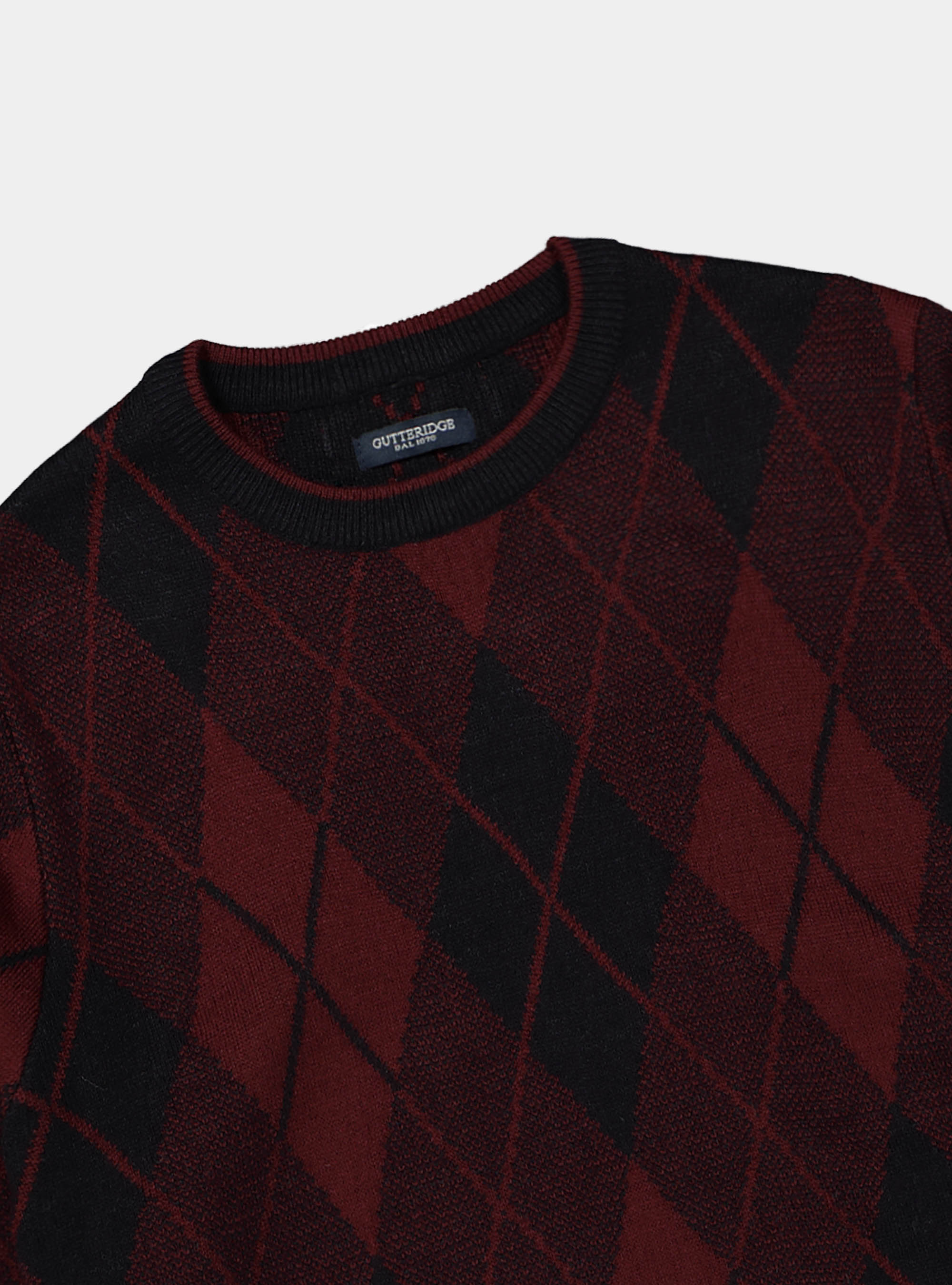 トップス 6 DIAMOND MOTIF CREW NECK KNIT PULLOVER Crew-neck sweater with diamond pattern