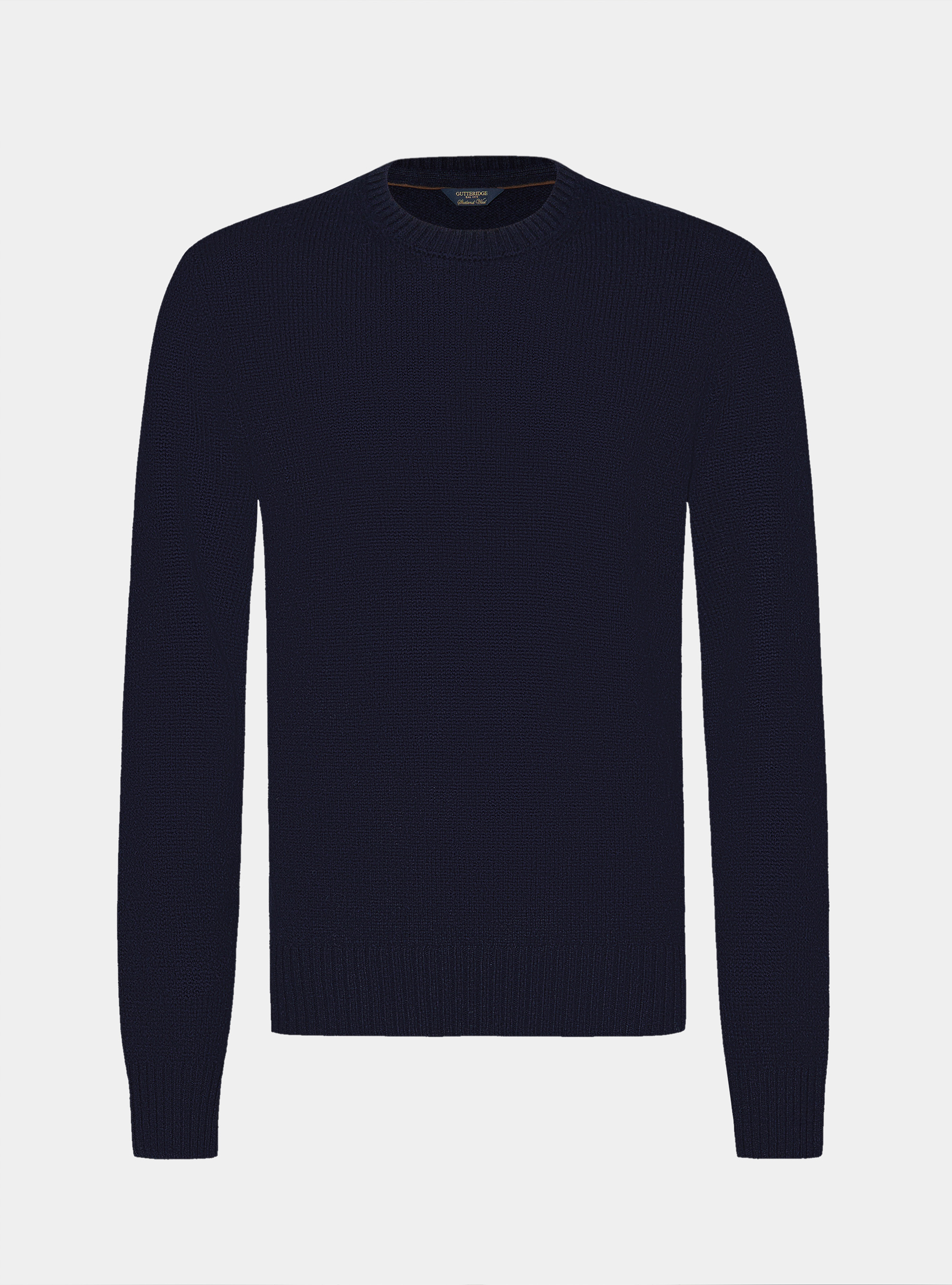 Shetland wool crew-neck sweater, NAVY BLUE