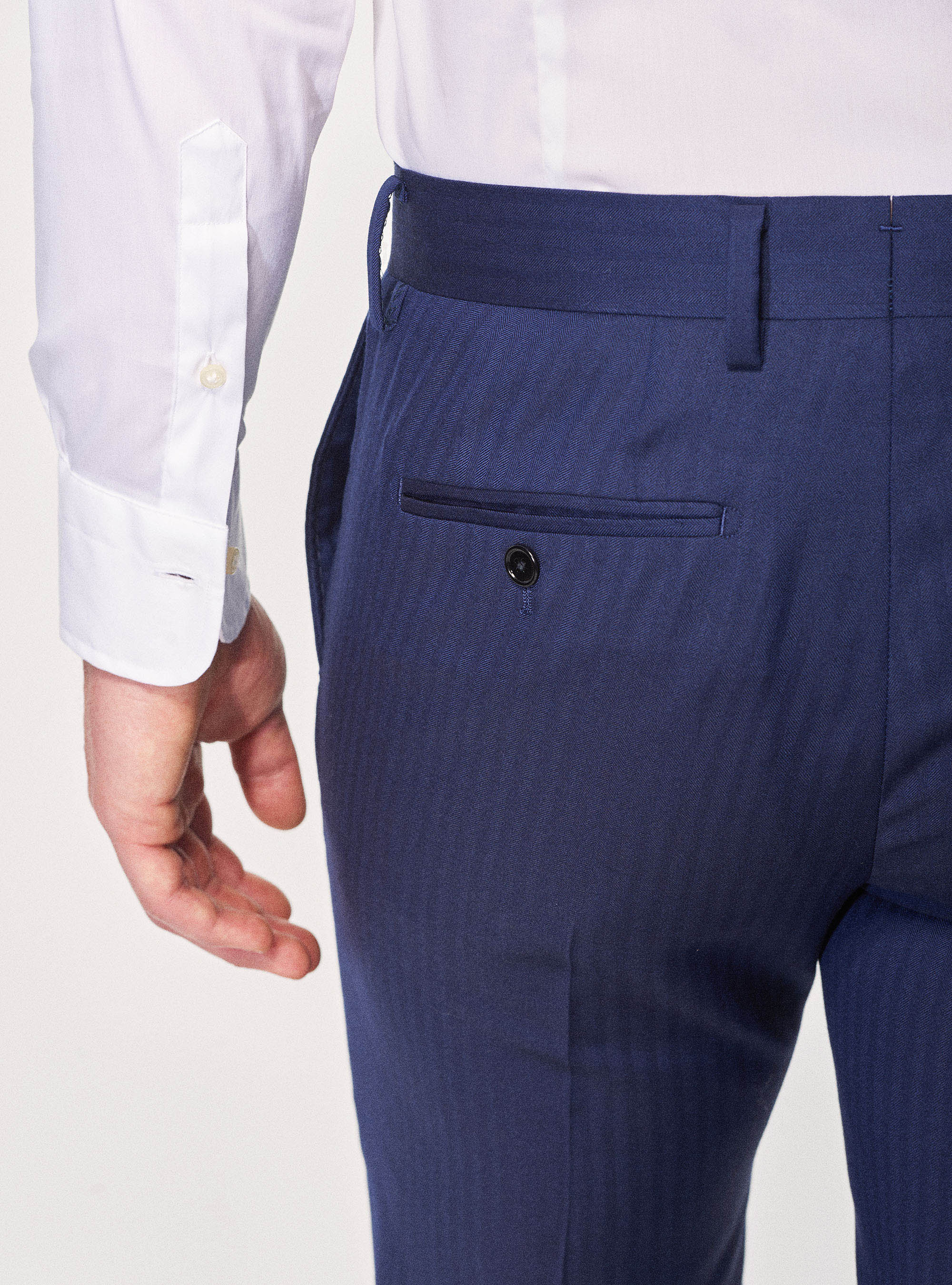 Pantaloni per abito in pura lana spigata superfine 110's Vitale Barberis Canonico, BLU