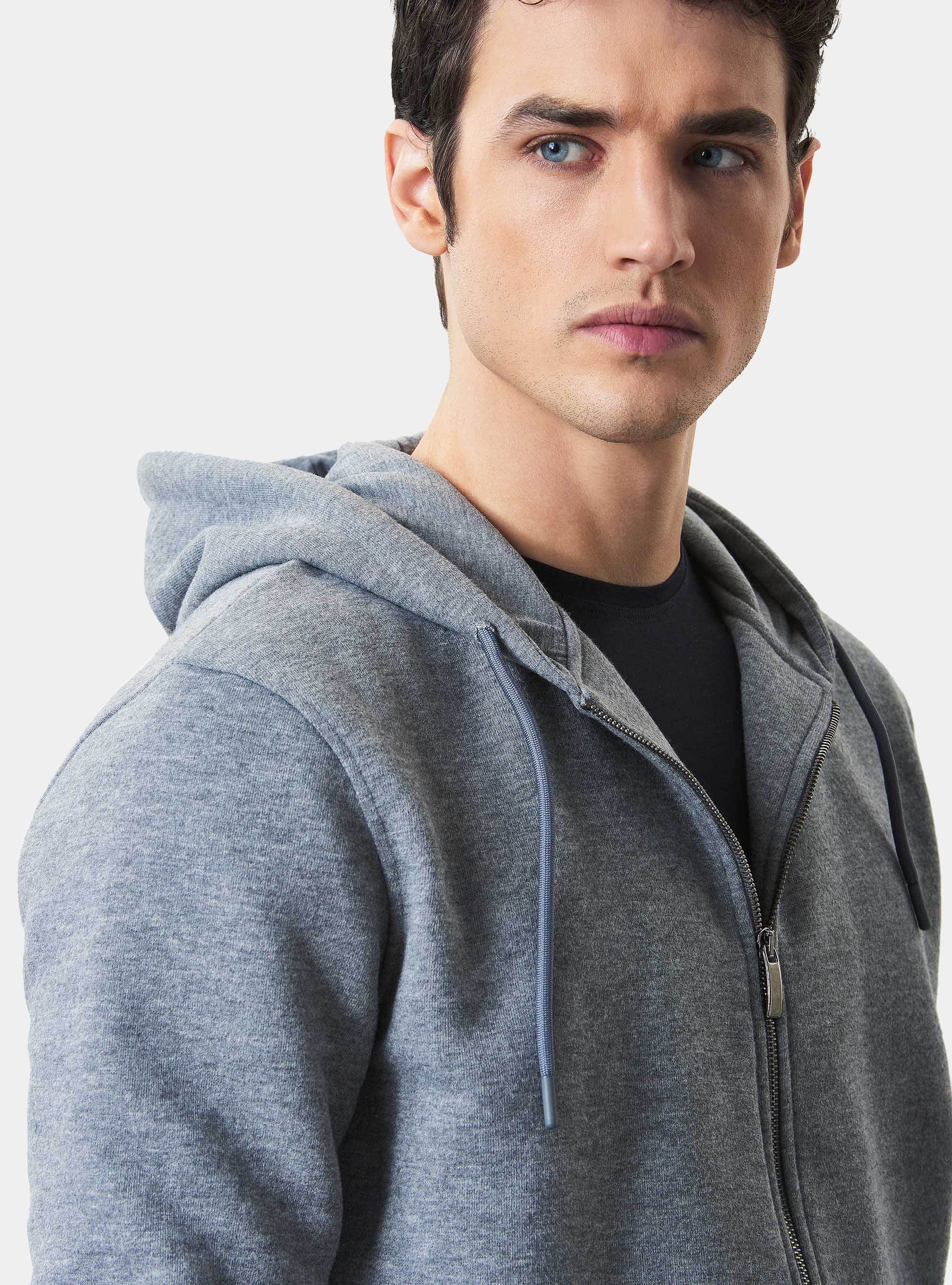 Chaqueta de sudadera con capucha y bolsillos, GRIS MARENGO