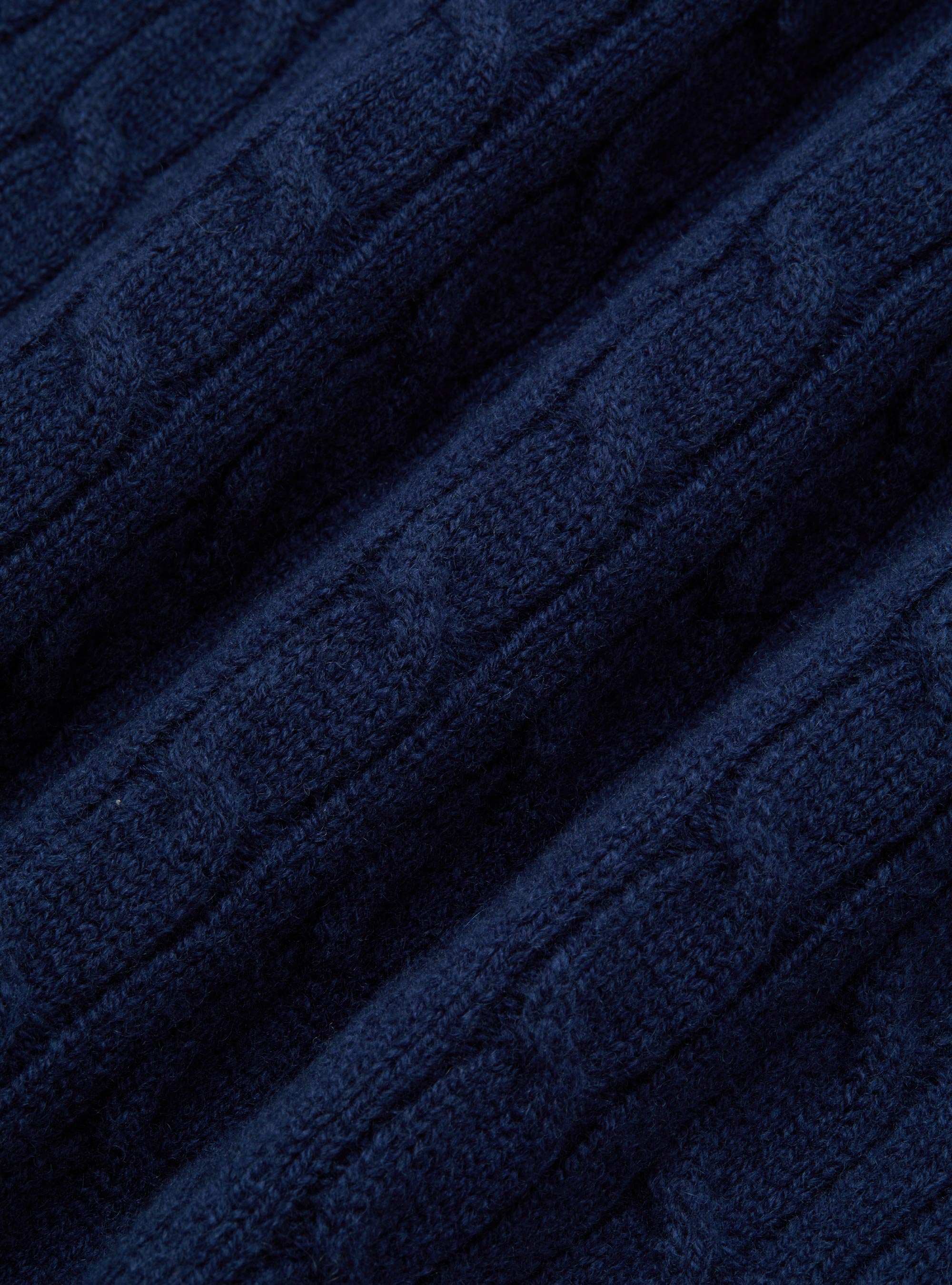 Maglia collo alto in lana cashmere con treccia, INCHIOSTRO