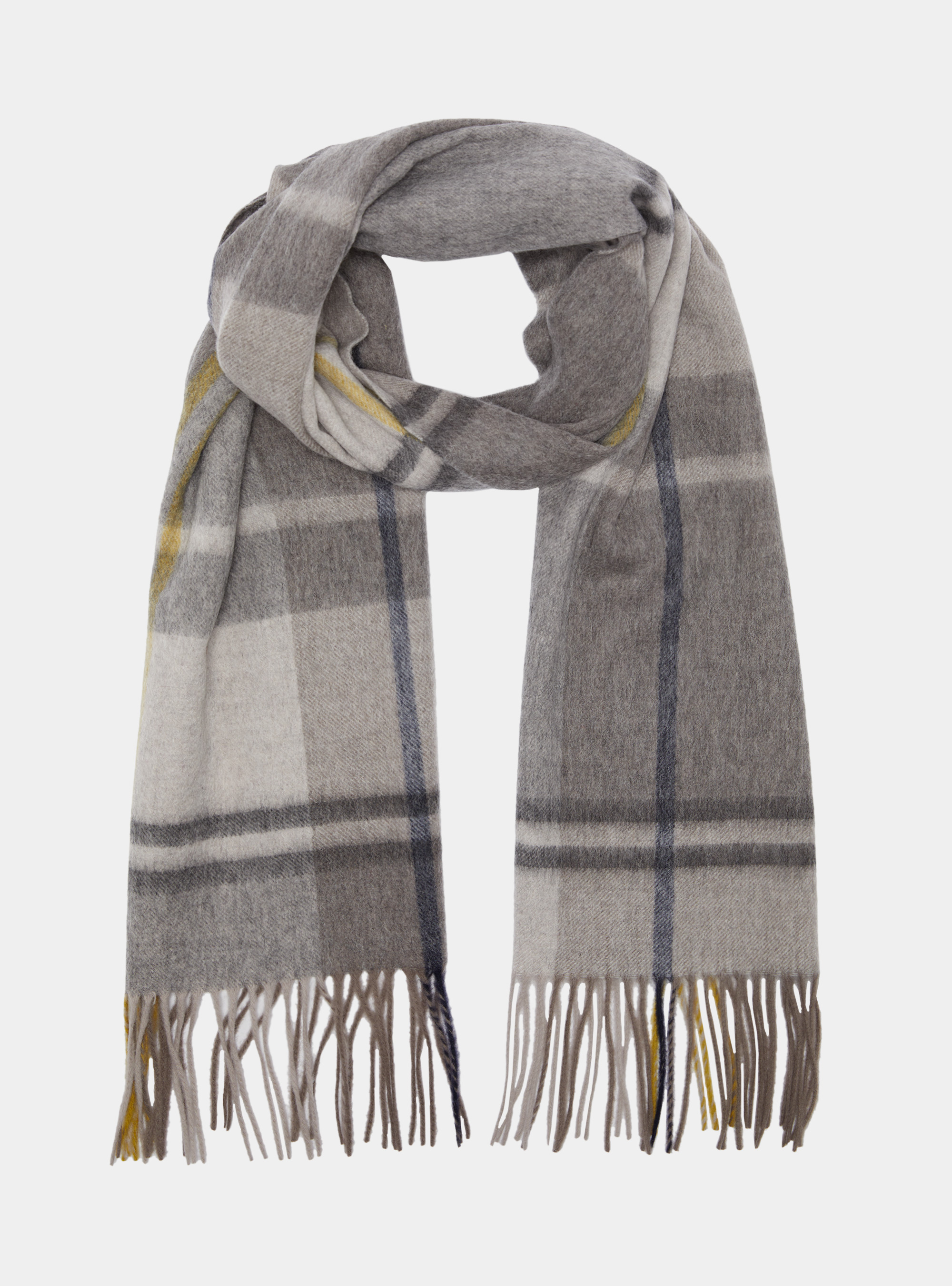 Sciarpa in lana a quadri, GRIS MARENGO