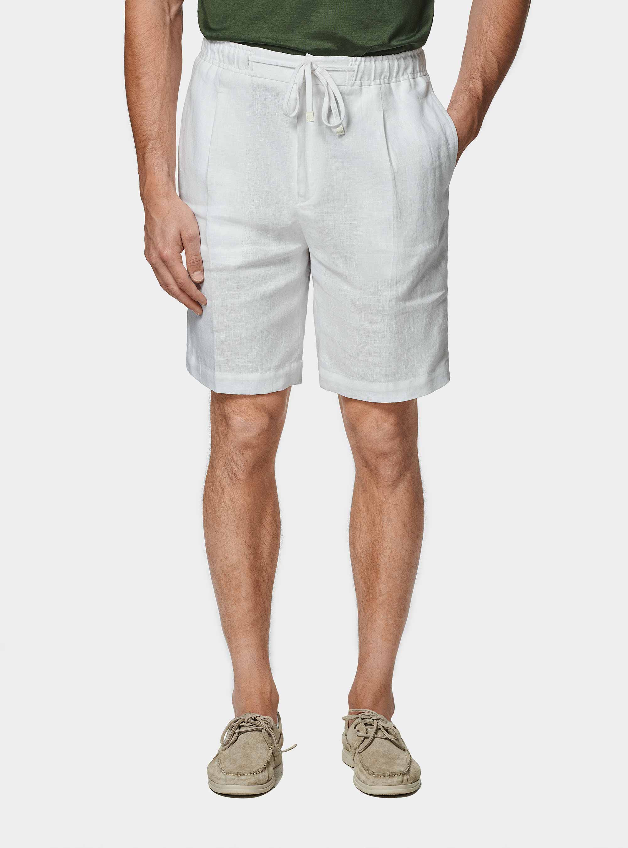 Pure linen bermuda shorts with elastic band | Gutteridge