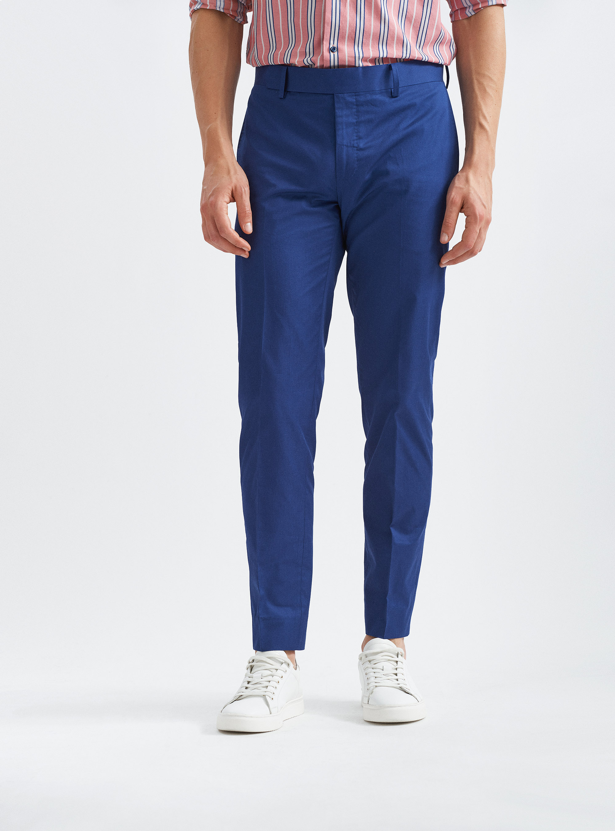 Pantaloni per abito in puro cotone, BLU