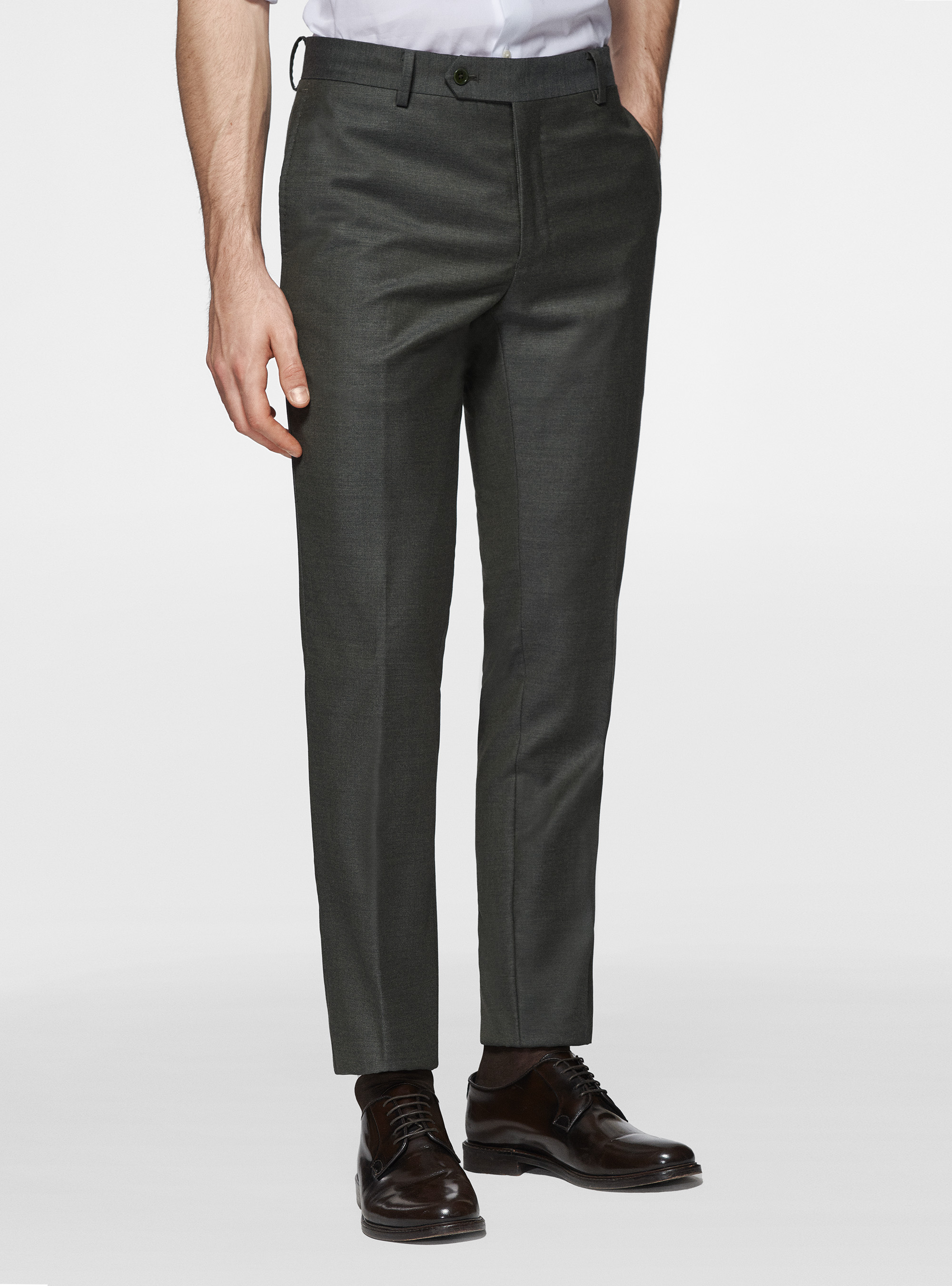 Gutteridge - Pantaloni in pura lana superfine 110's, Unisex, Verde, Taglia: 44