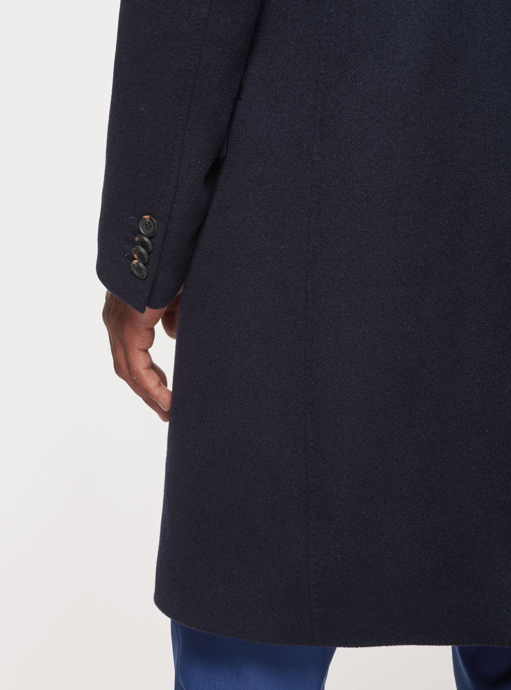 Wool and cashmere double-breasted coat, NAVY BLUE