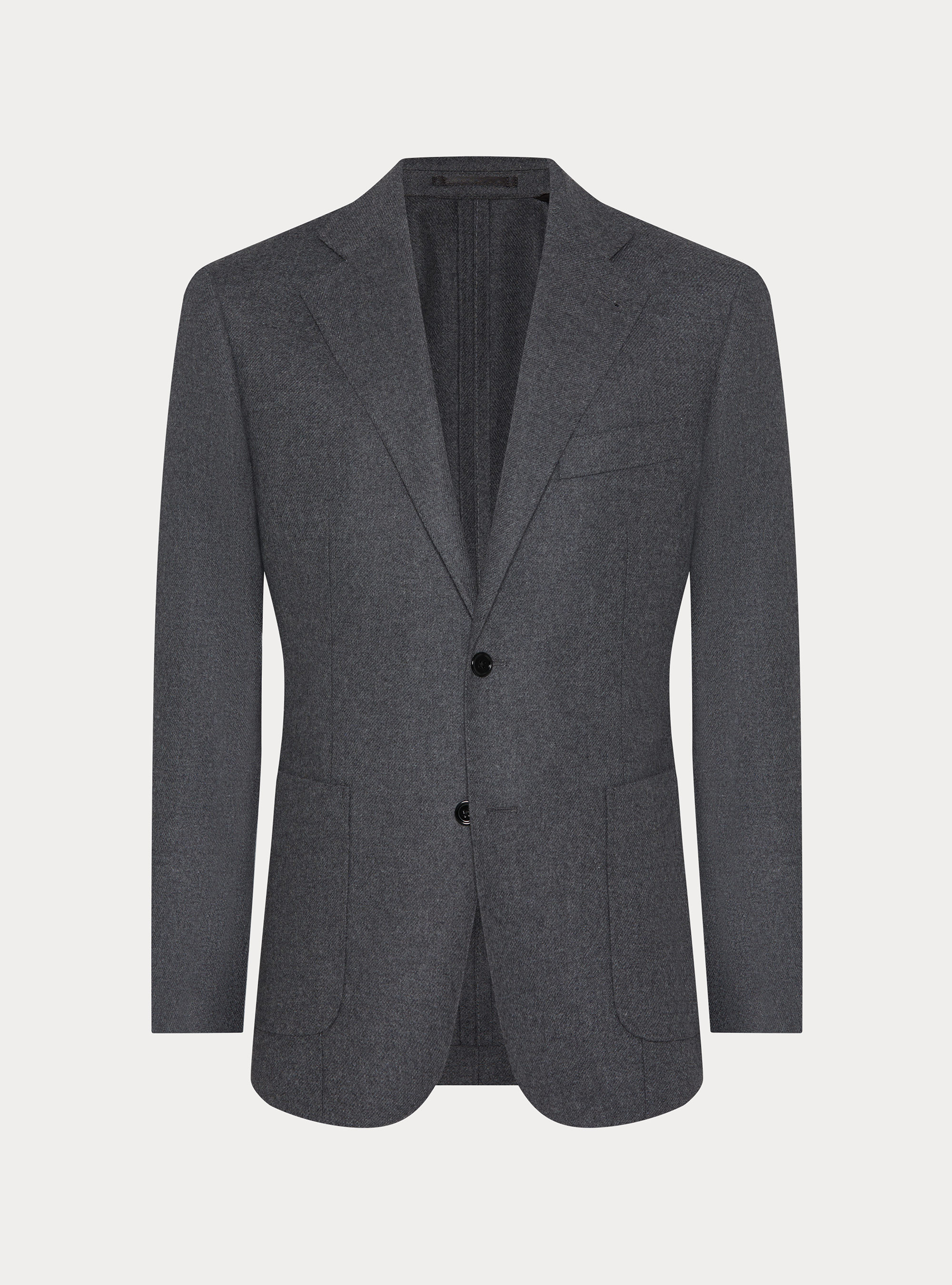 Wool blend flannel blazer, ASPHALT GREY