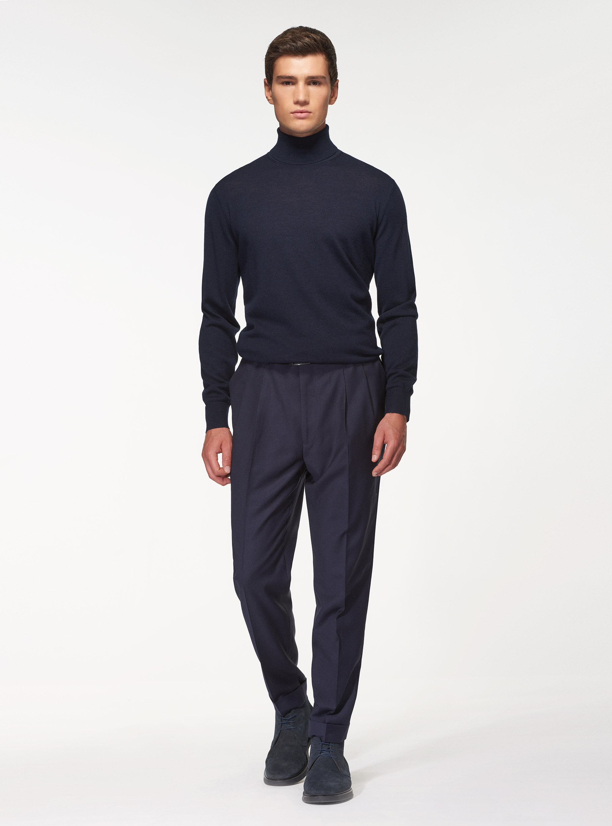 Dolcevita in pura lana merino extrafine, BLU NAVY