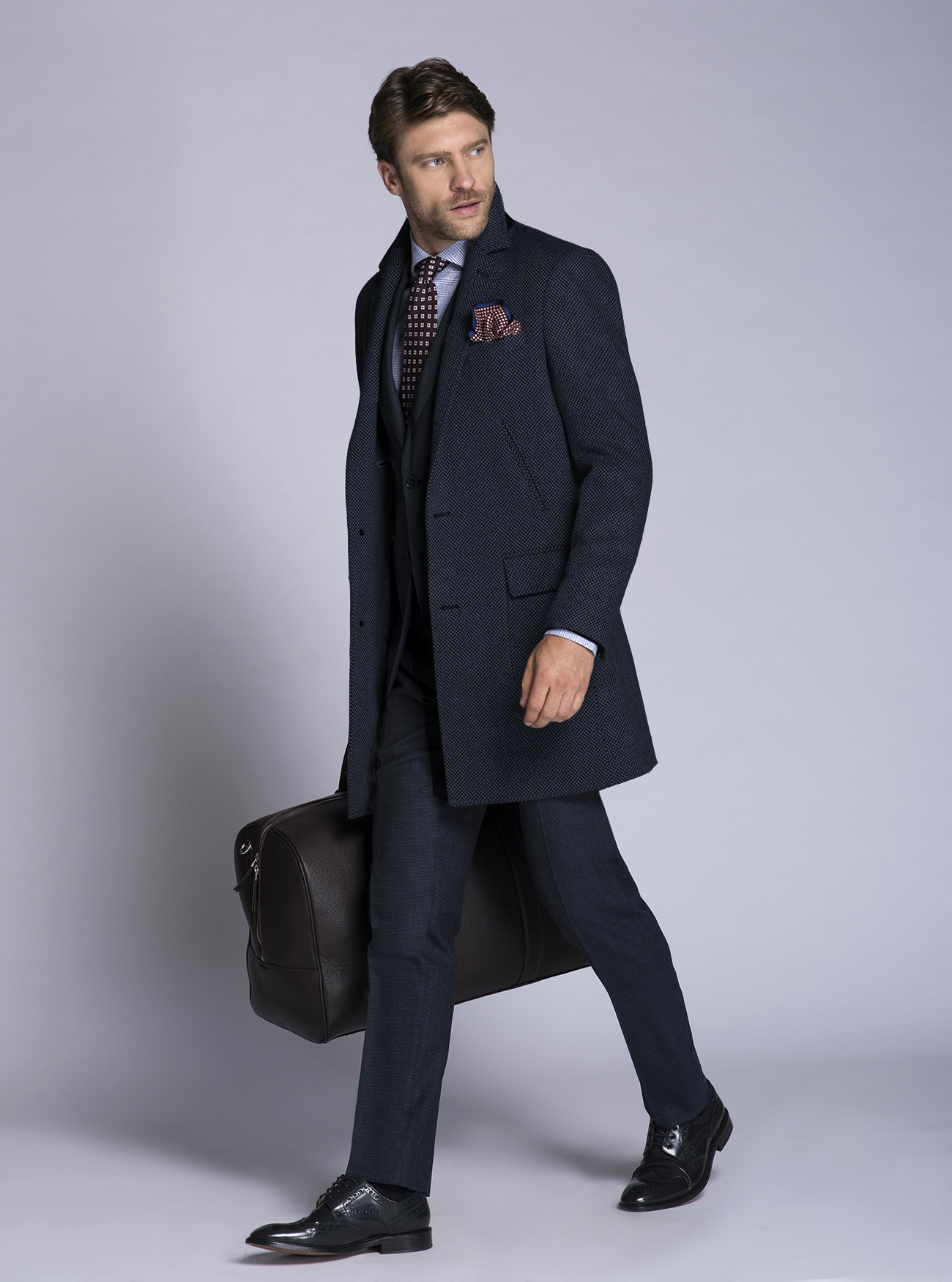 Single breasted wool coat, NAVY BLUE