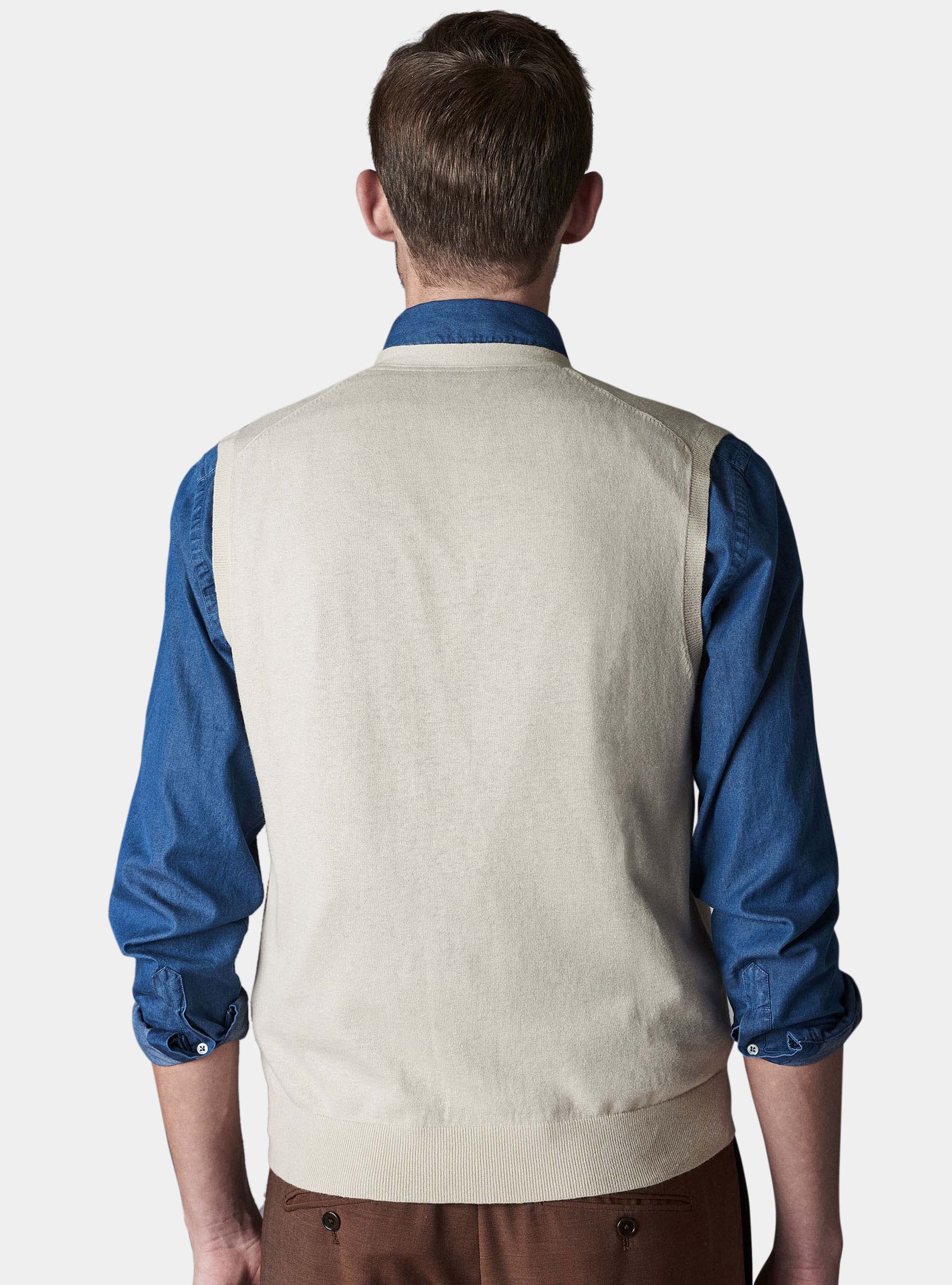 Gilet in maglia in cotone e lino, ECRU