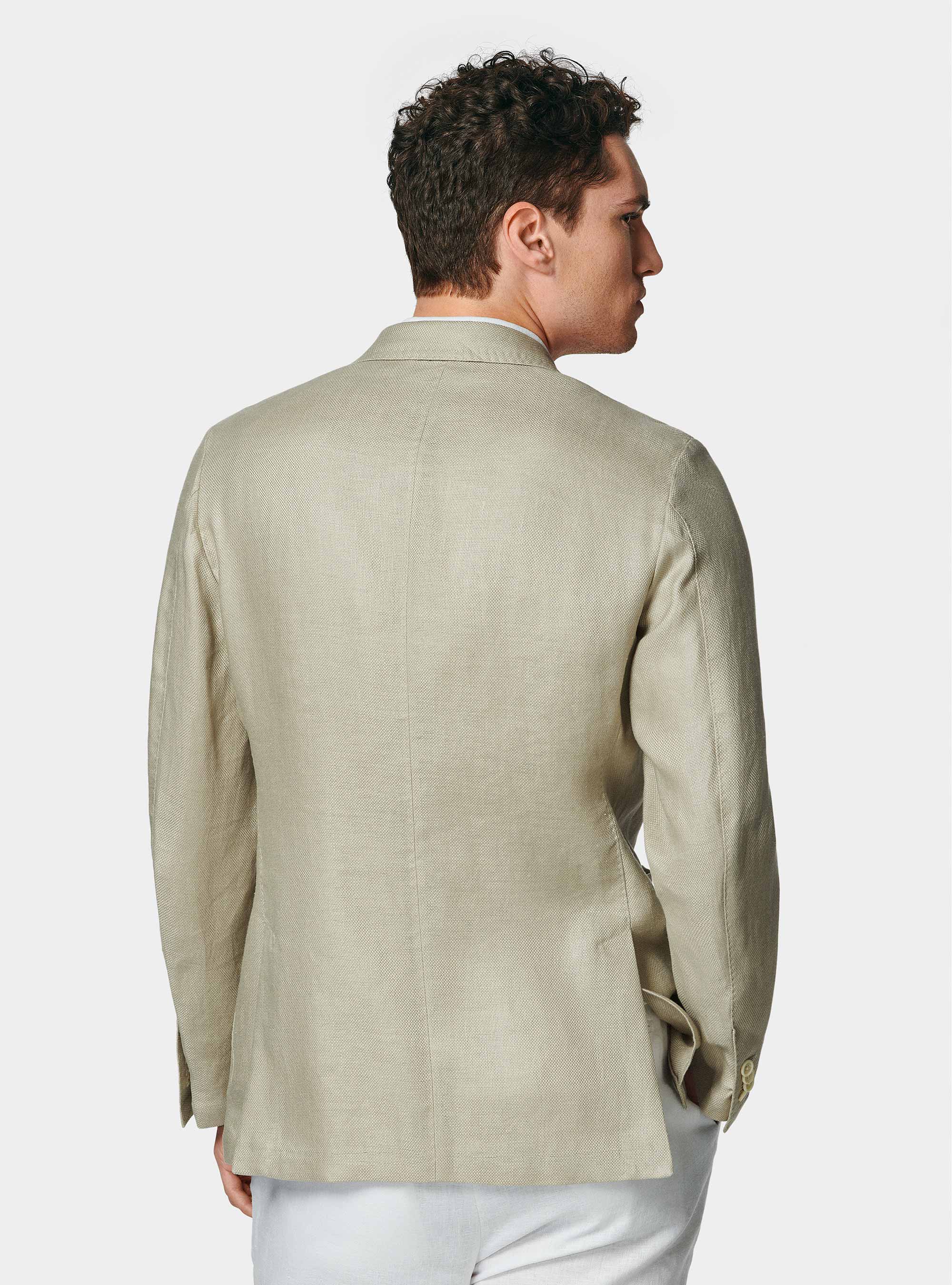 Giacca hopsack in puro lino, SABBIA