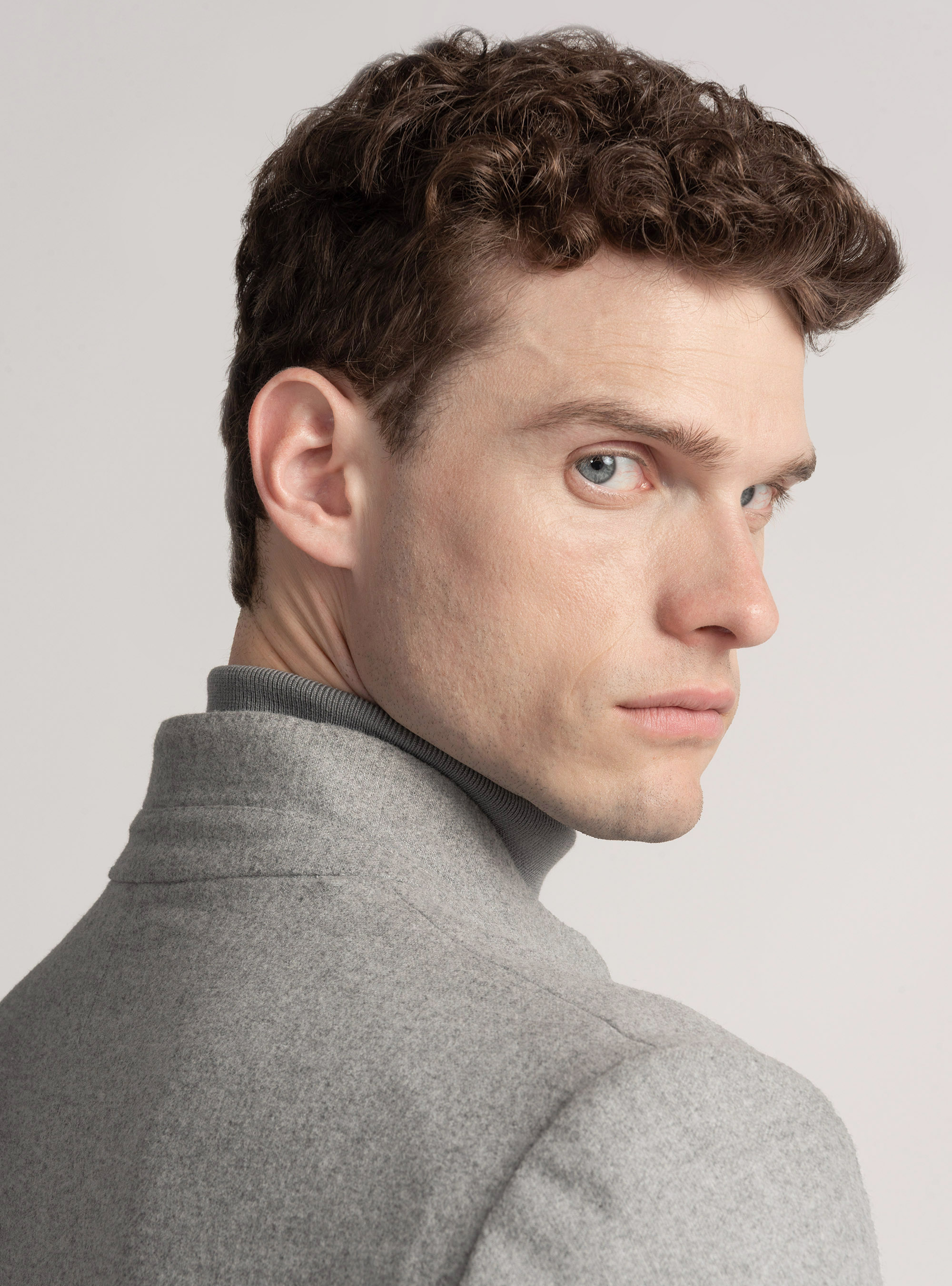 Giacca coreana in flanella di lana leggera, GRIGIO CHIARO