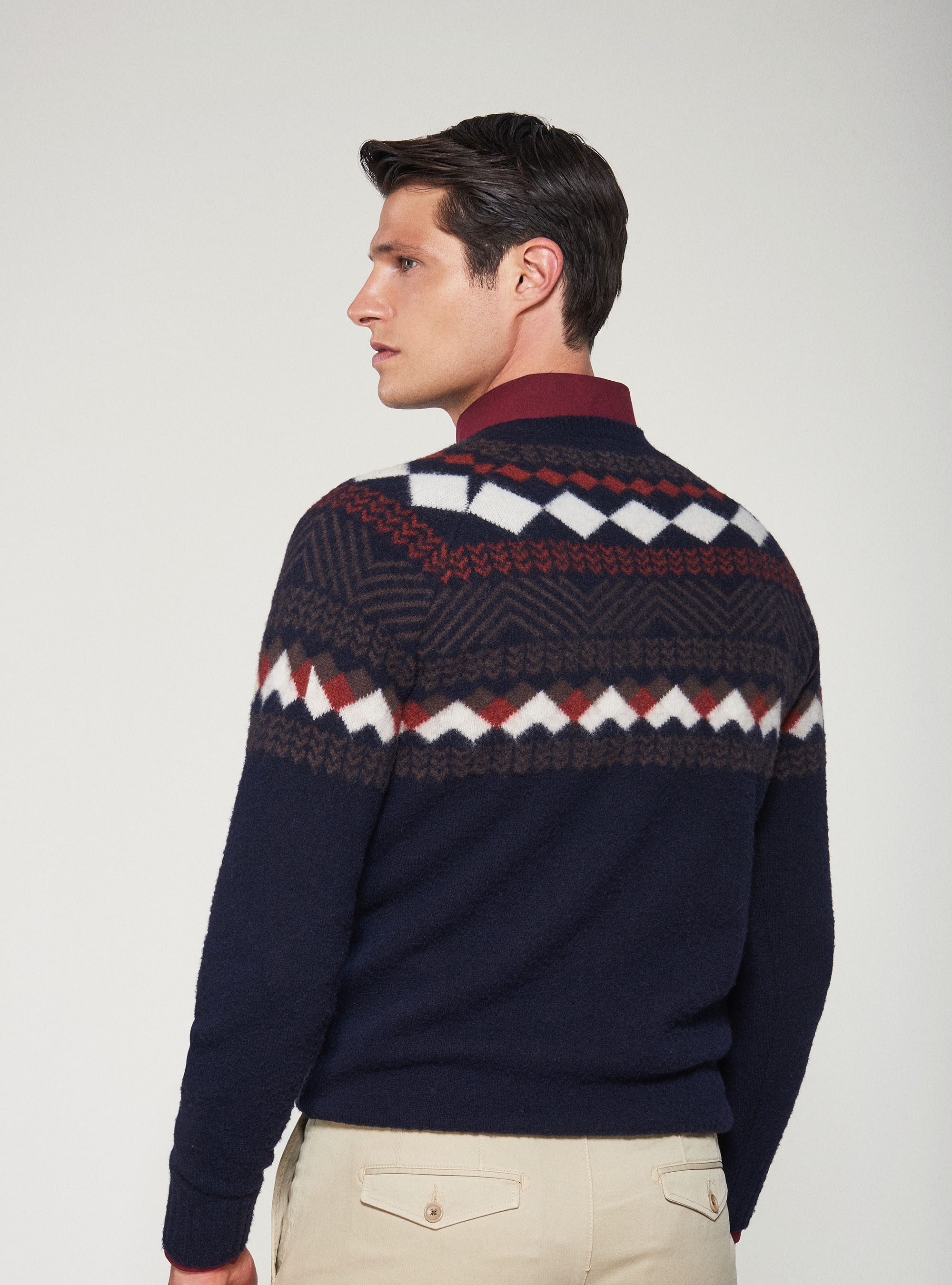 Maglia raglan fantasia jacquard, BLU NAVY