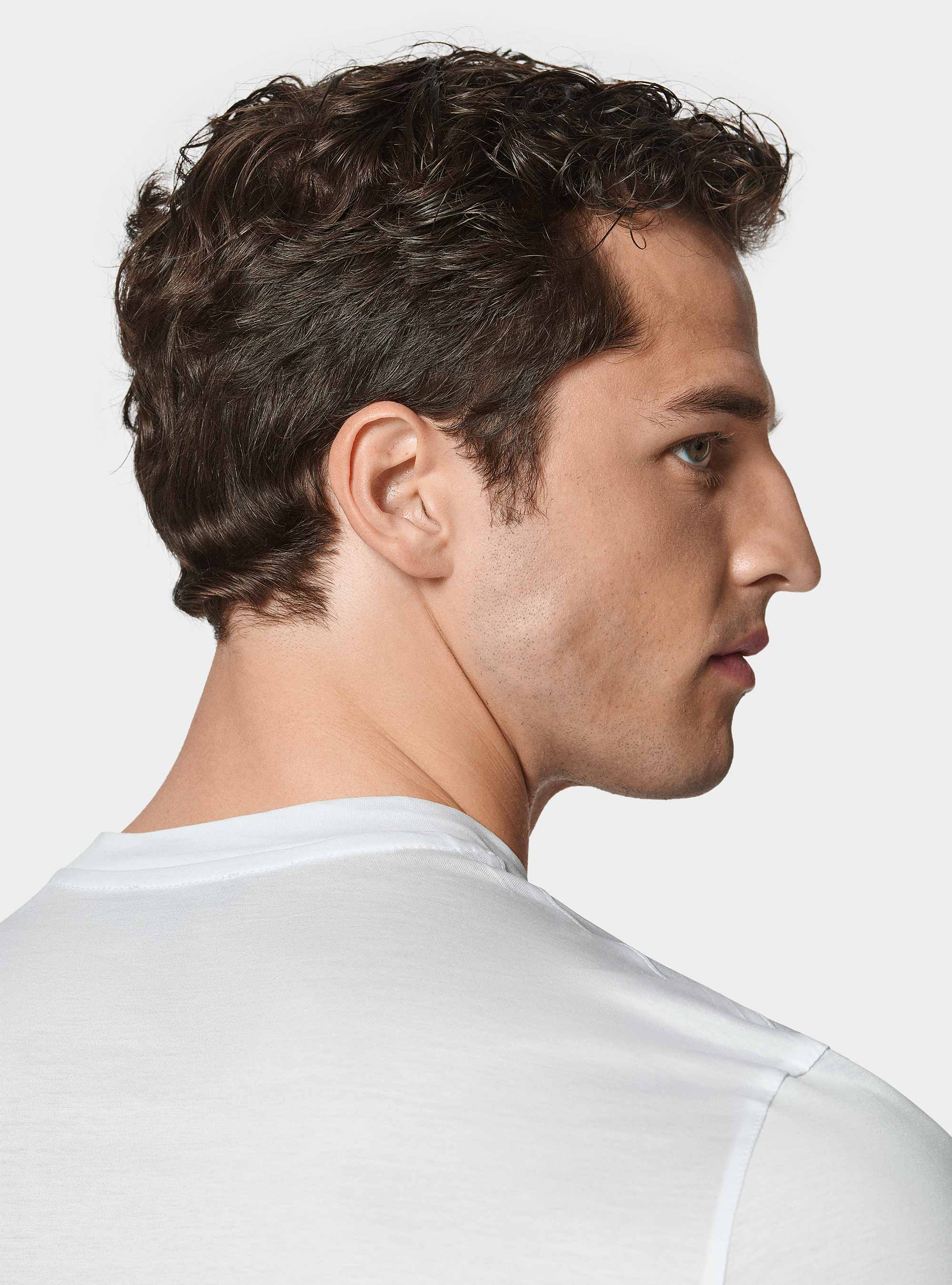 Camiseta de media manga de hilo Lisle, BLANCO