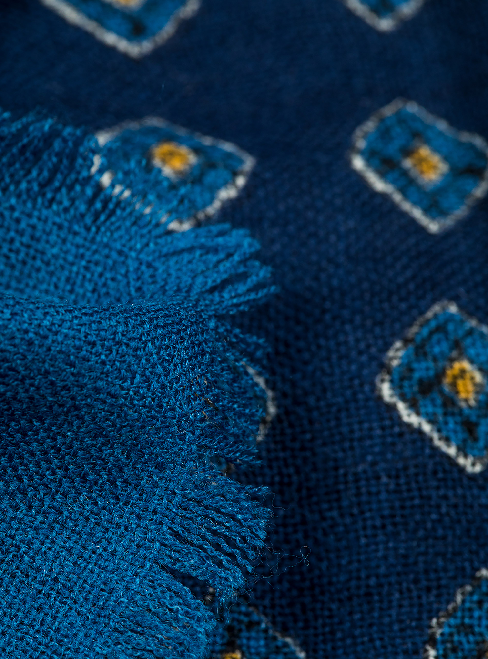 Sciarpa stampata 100% lana, BLUE