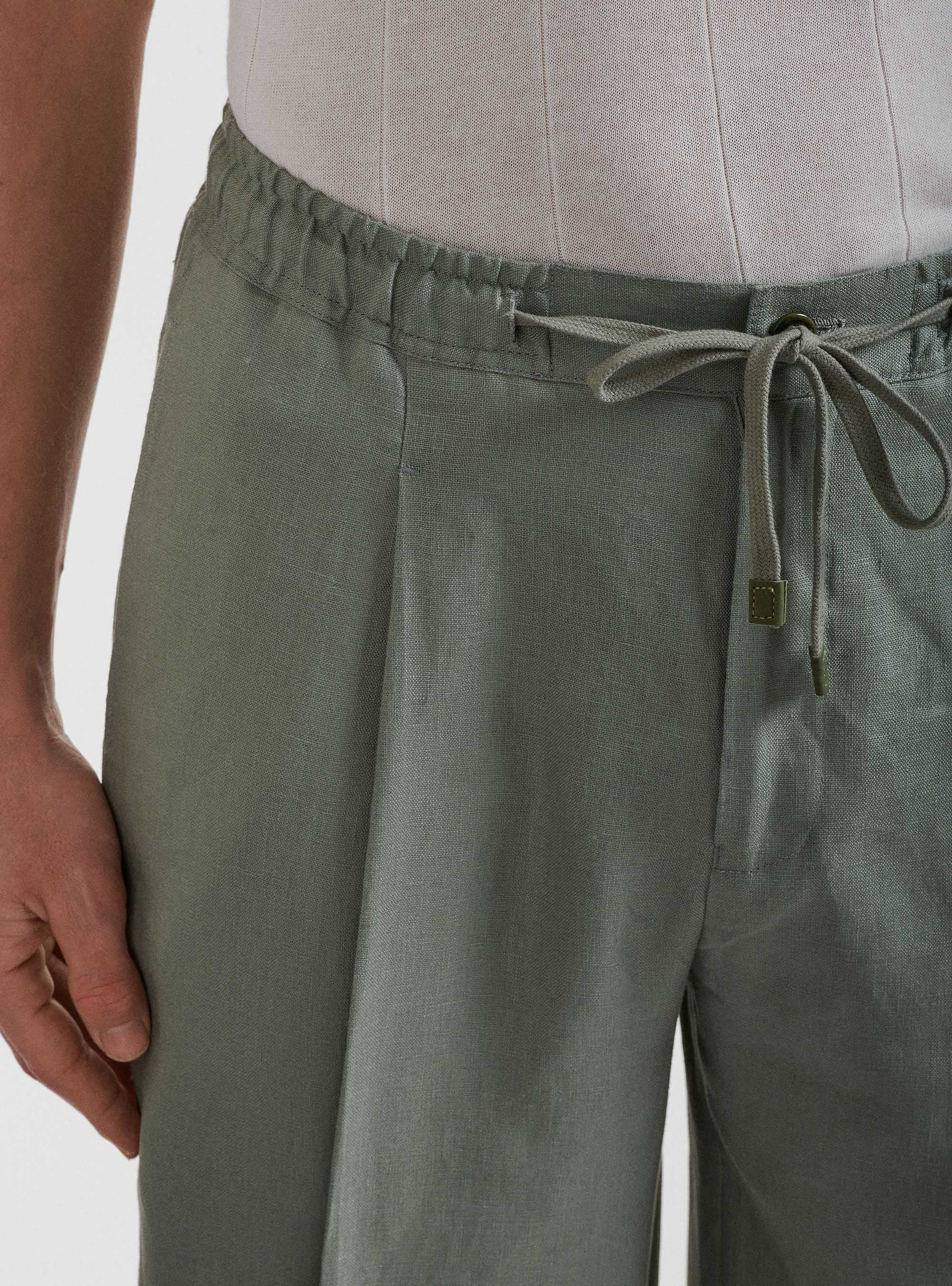 Bermuda tinta unita in lino, SALVIA 0602C