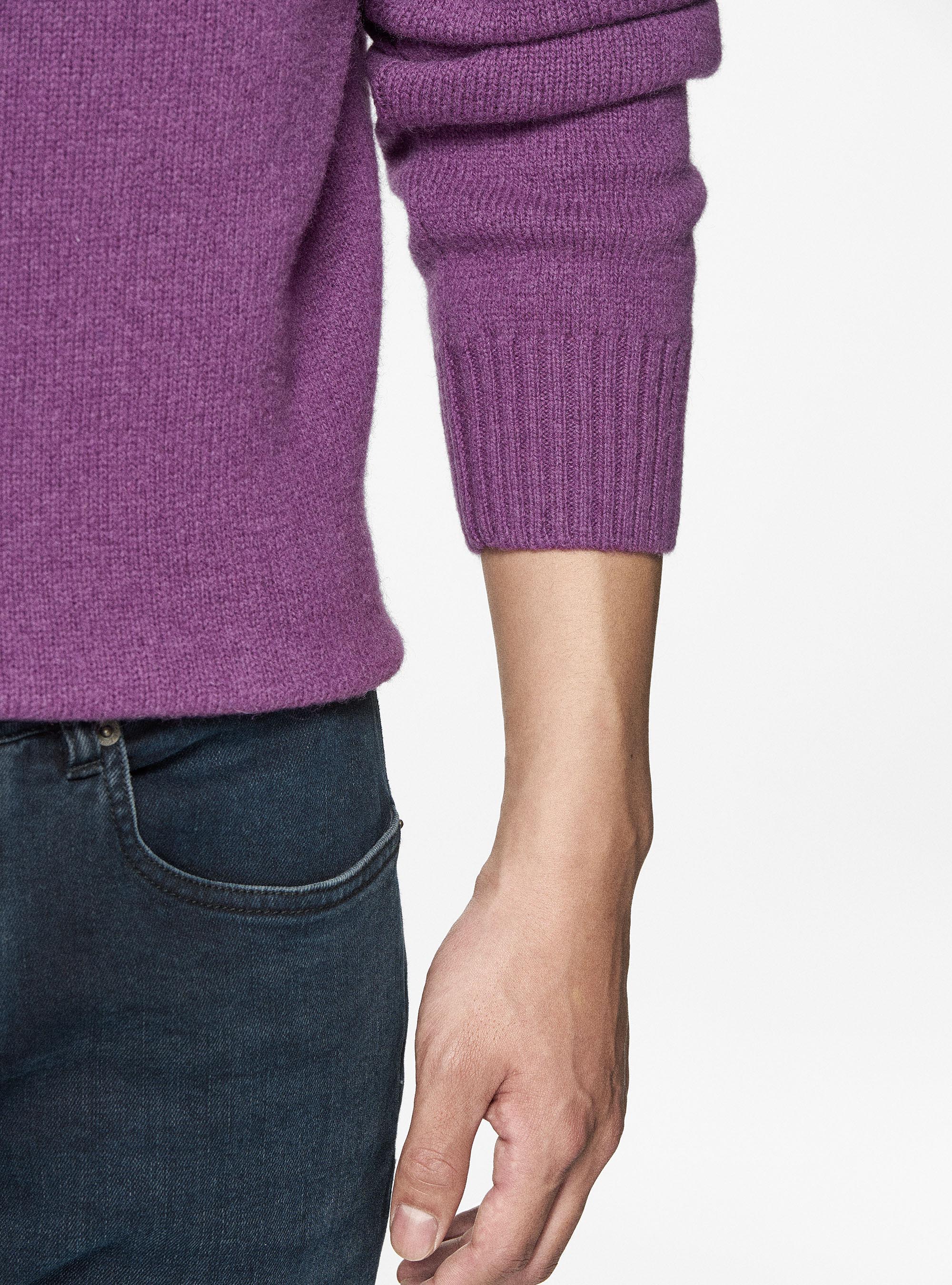 Maglia girocollo in lana shetland, LILLA SCURO 0464C