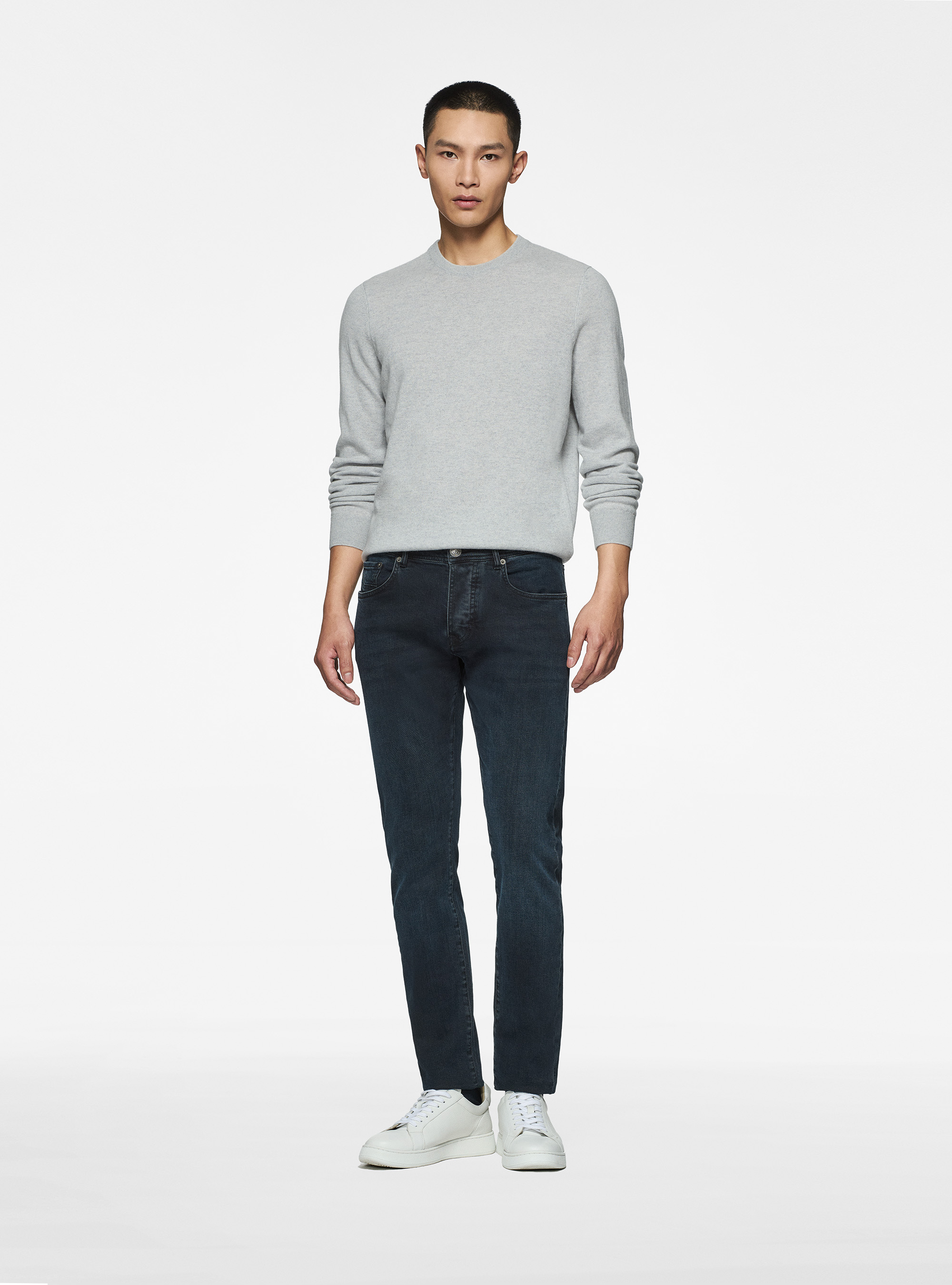 Maglia girocollo in cashmere, GRIGIO CHIARO MELANGE