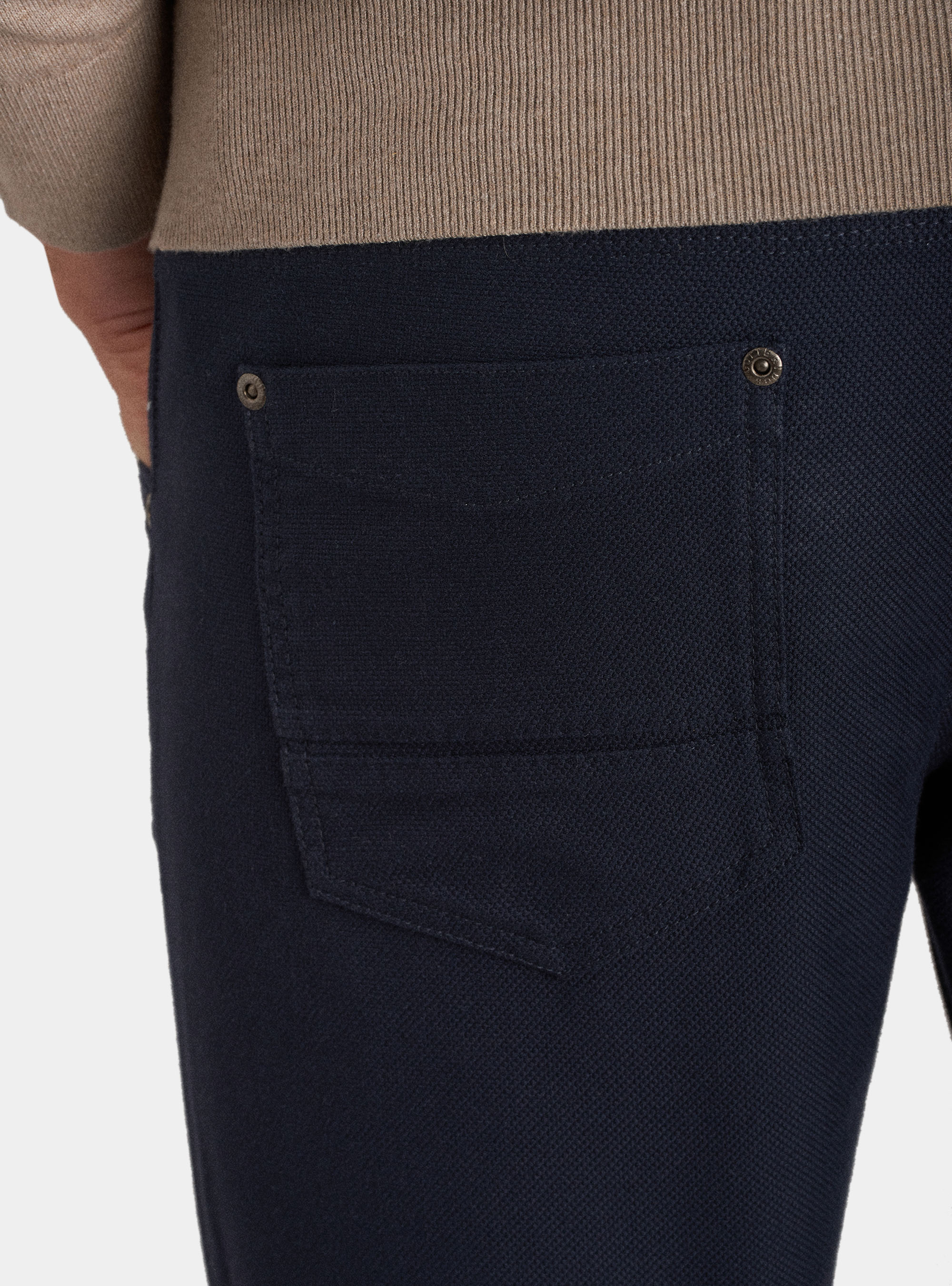 Pantaloni tipo denim in cotone stretch, BLU NAVY