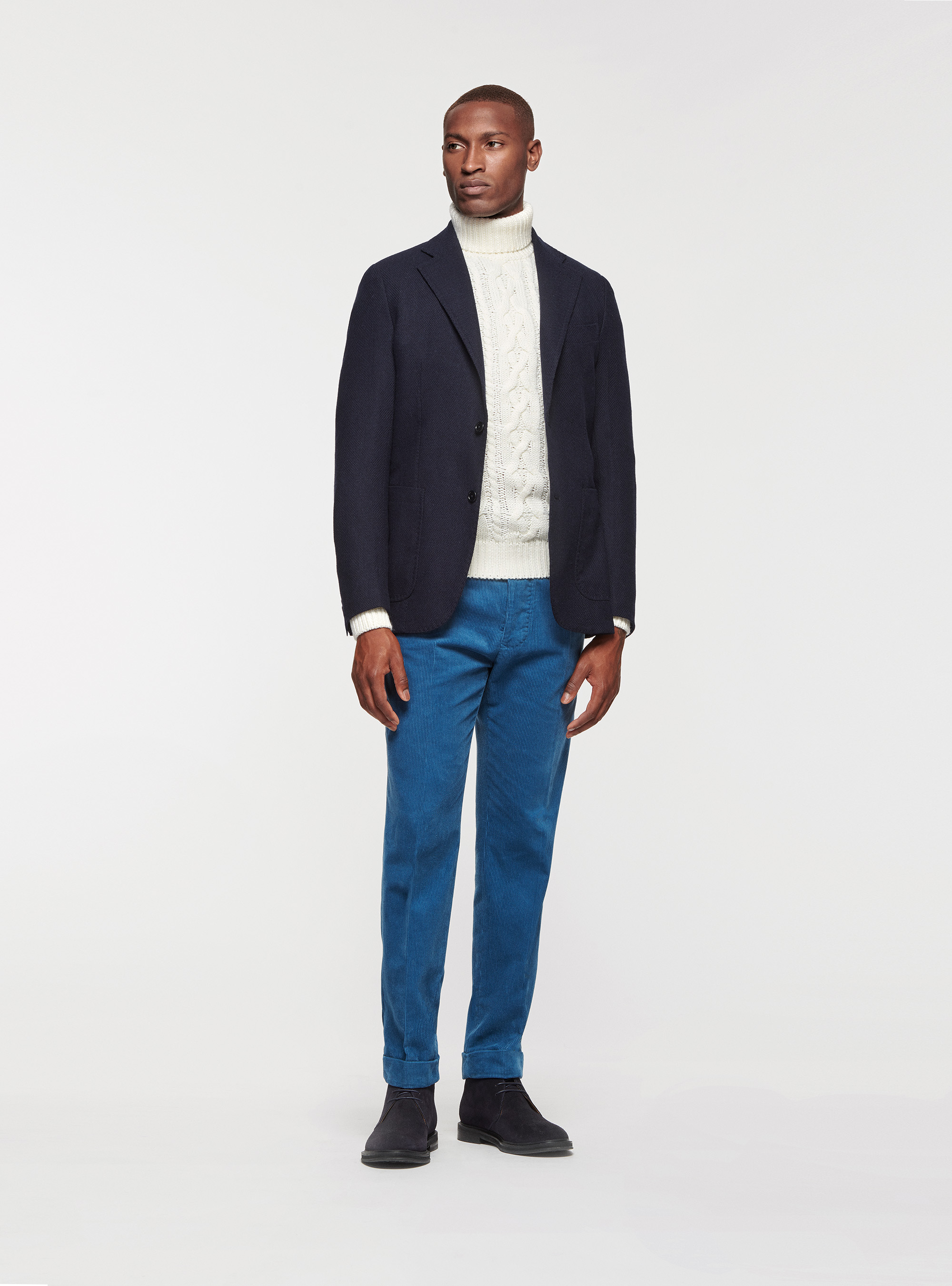 Giacca in lana cotone e cashmere, BLU NAVY