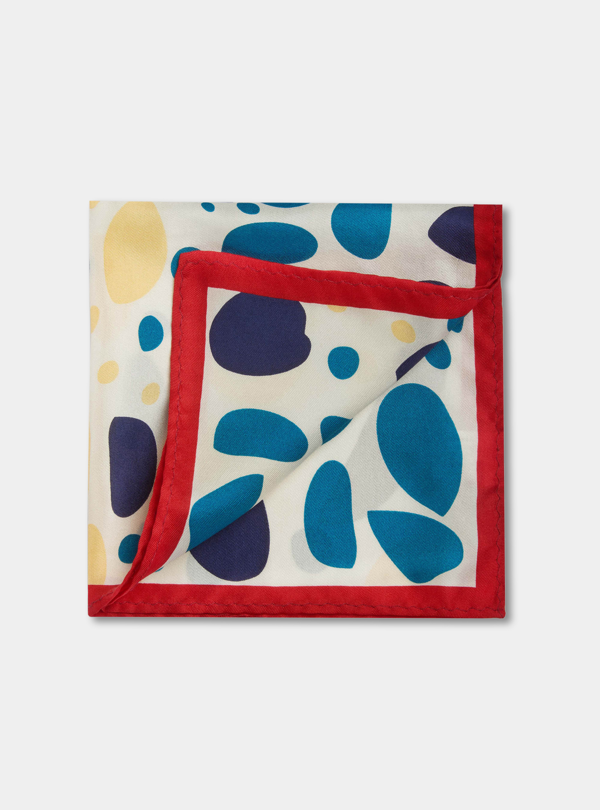 Pochette macro fantasia in seta stampata., ROSSO 0300C